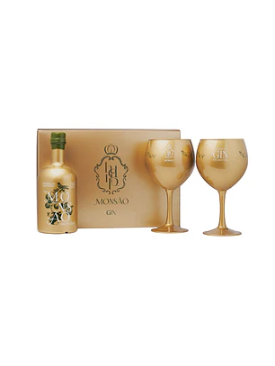 Monsão Alvarinho Gin 50cl with 2 Golden Glasses