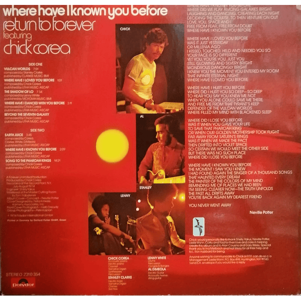 Return To Forever Featuring Chick Corea - Where Have I Known You Before 2
