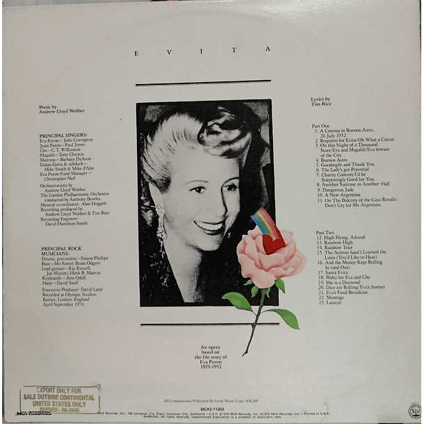Evita - Andrew Lloyd Webber And Tim Rice - Evita (2 LP's) 2