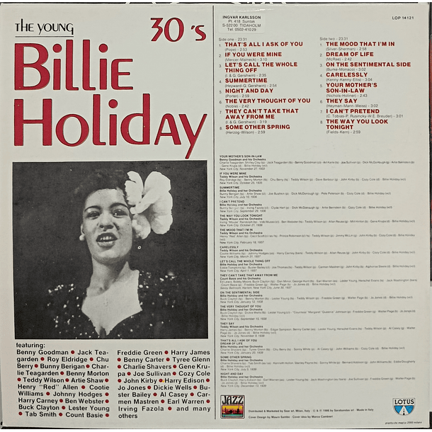 Billie Holiday - The Young Billy Holiday  2