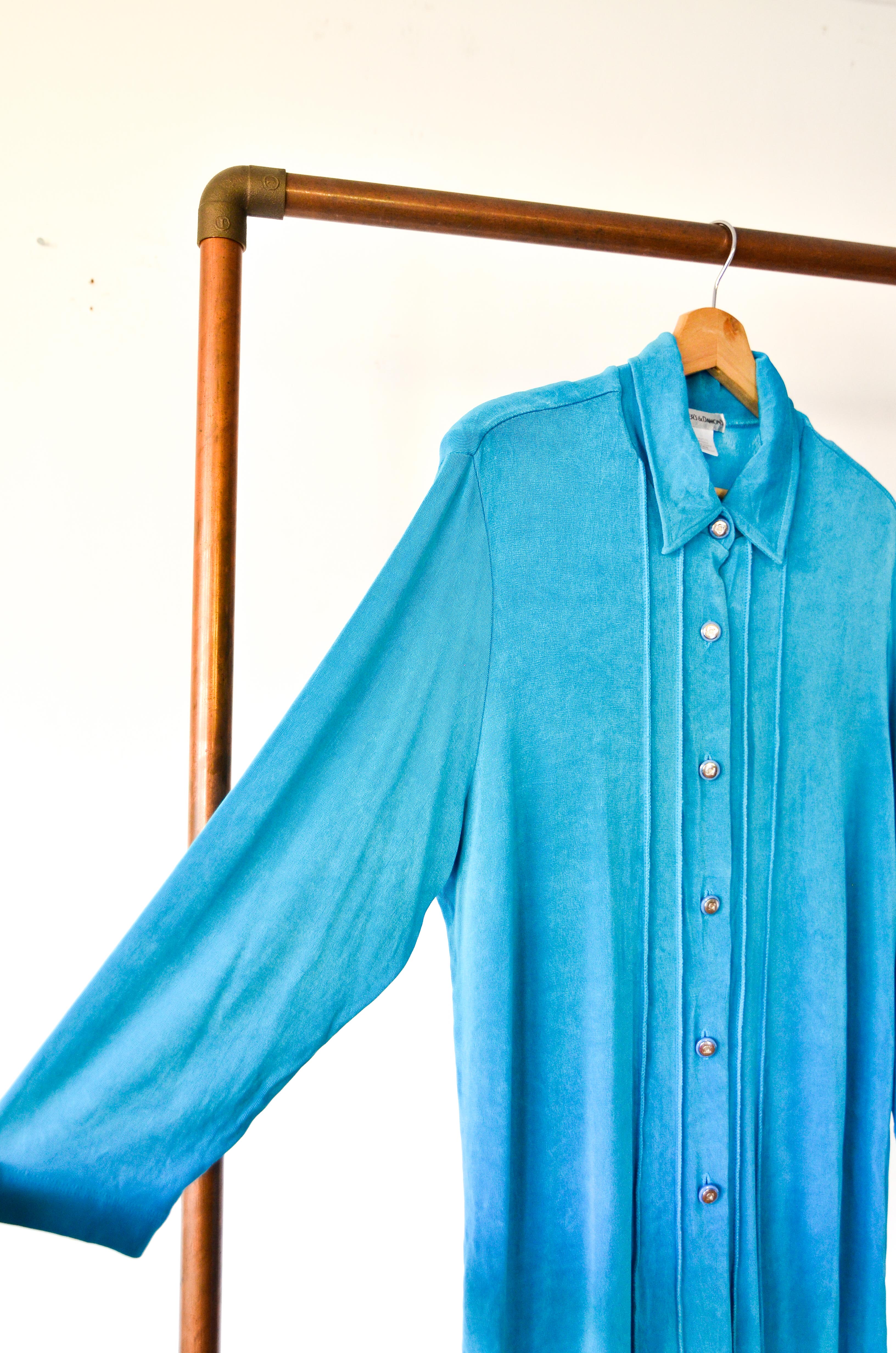 Blusa acetato turquesa vintage