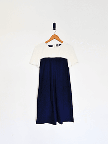 Vestido formal marfil navy