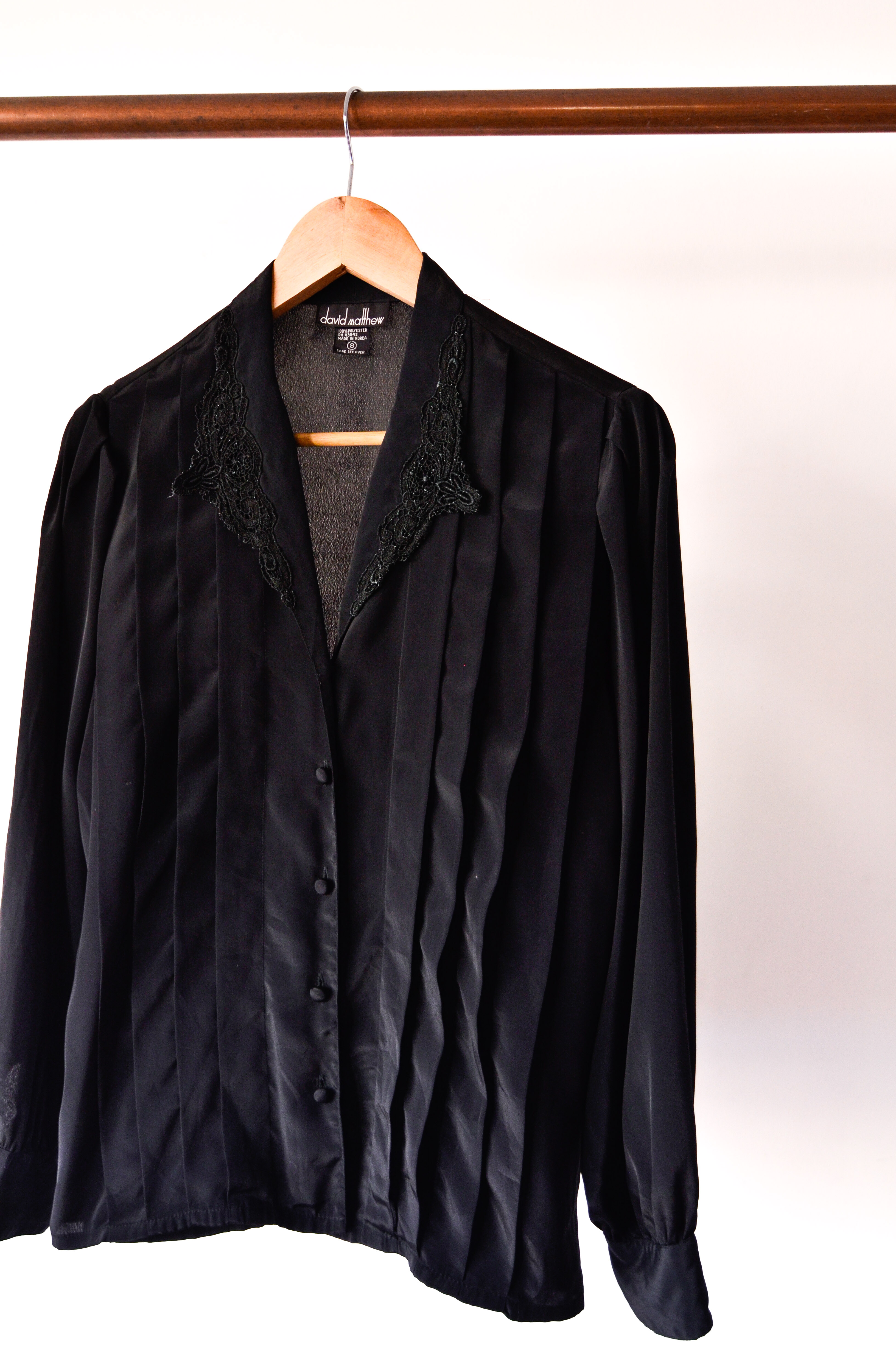 Blusa vintage black plisada