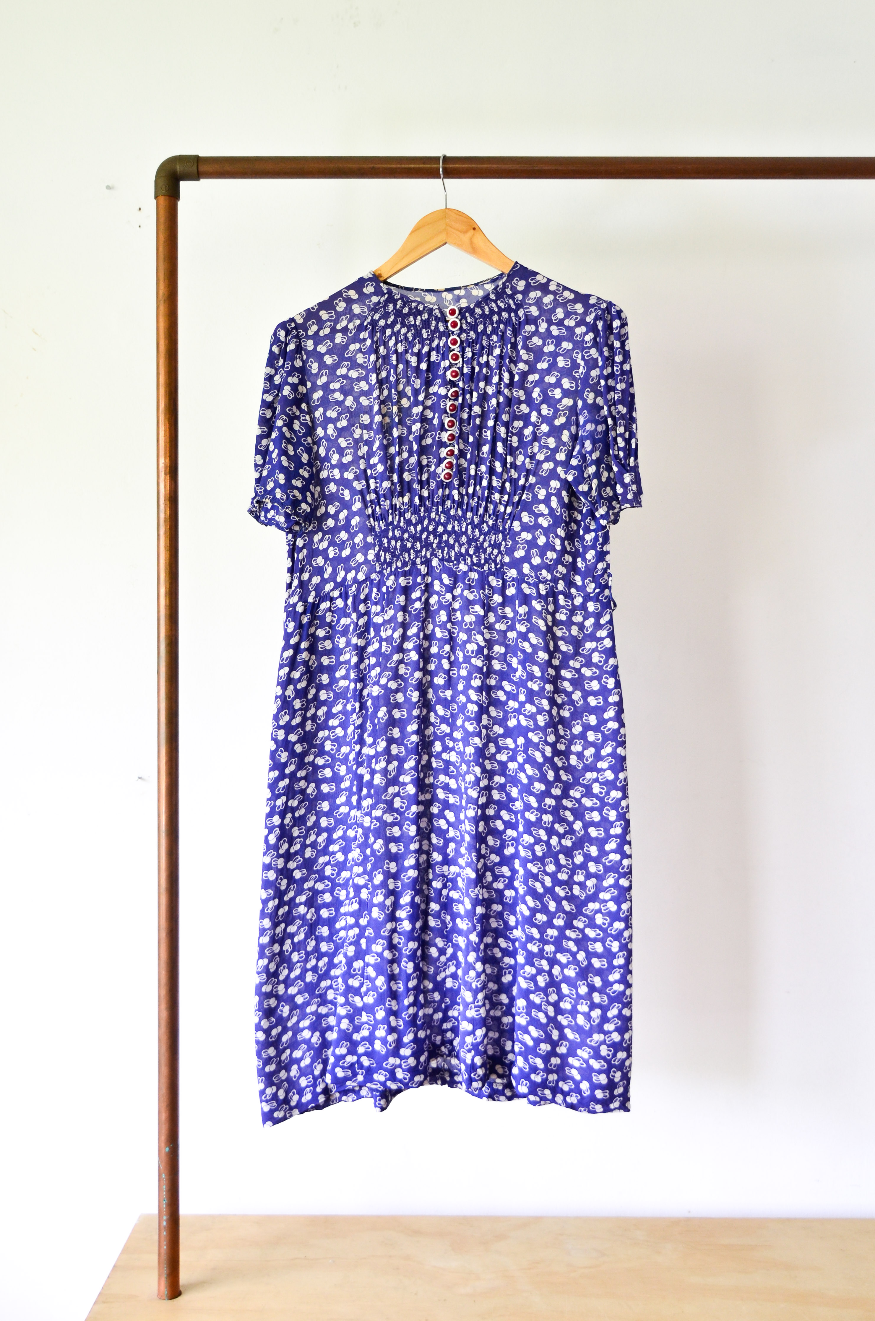 Vestido azulino dots vintage 