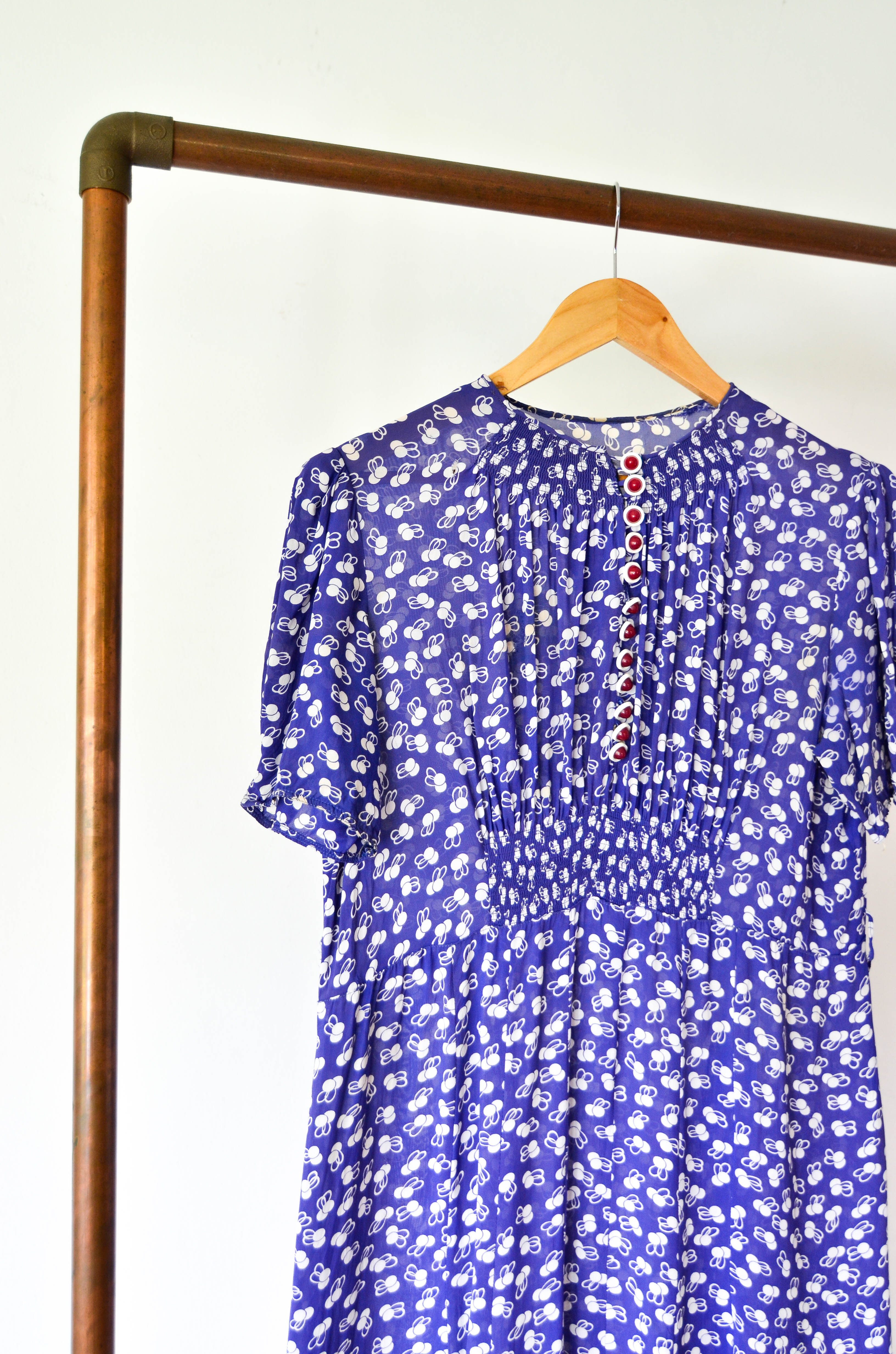 Vestido azulino dots vintage 