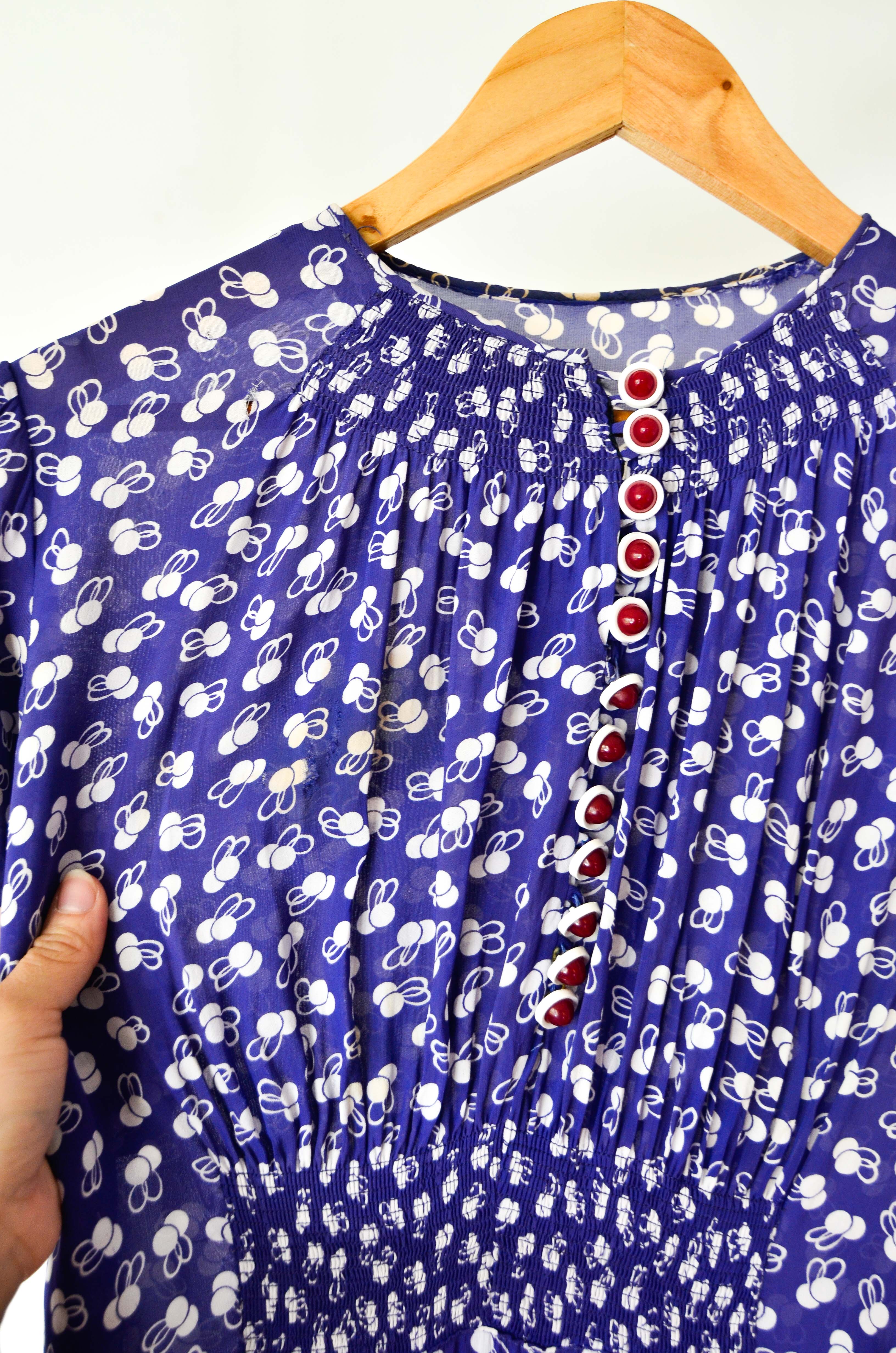 Vestido azulino dots vintage 