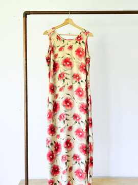 Maxi vestido floral 90s seda