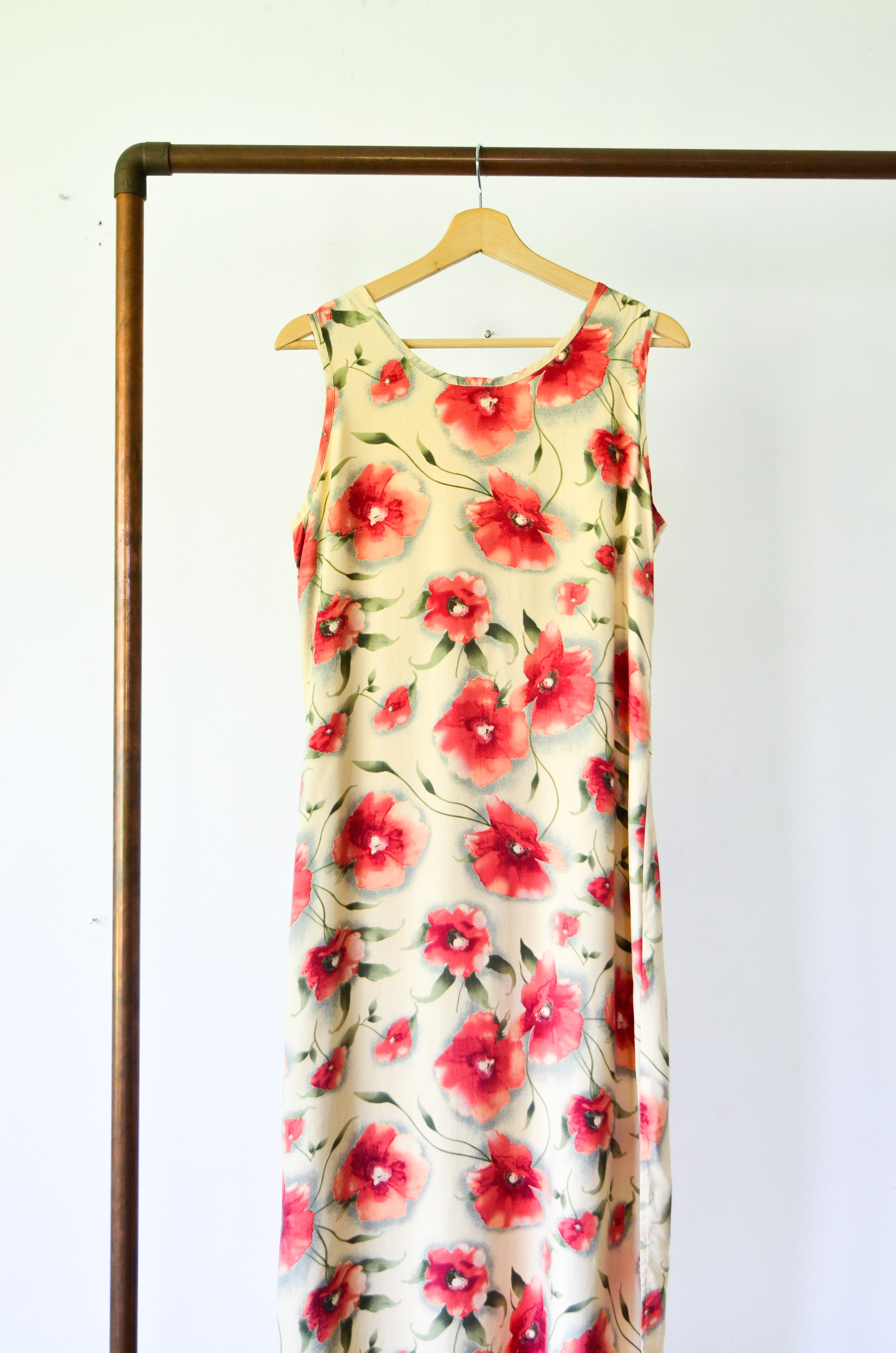 Maxi vestido floral 90s seda