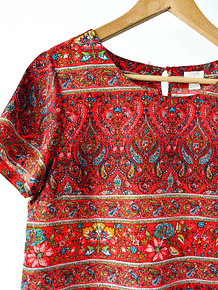 Blusa red paisley floral