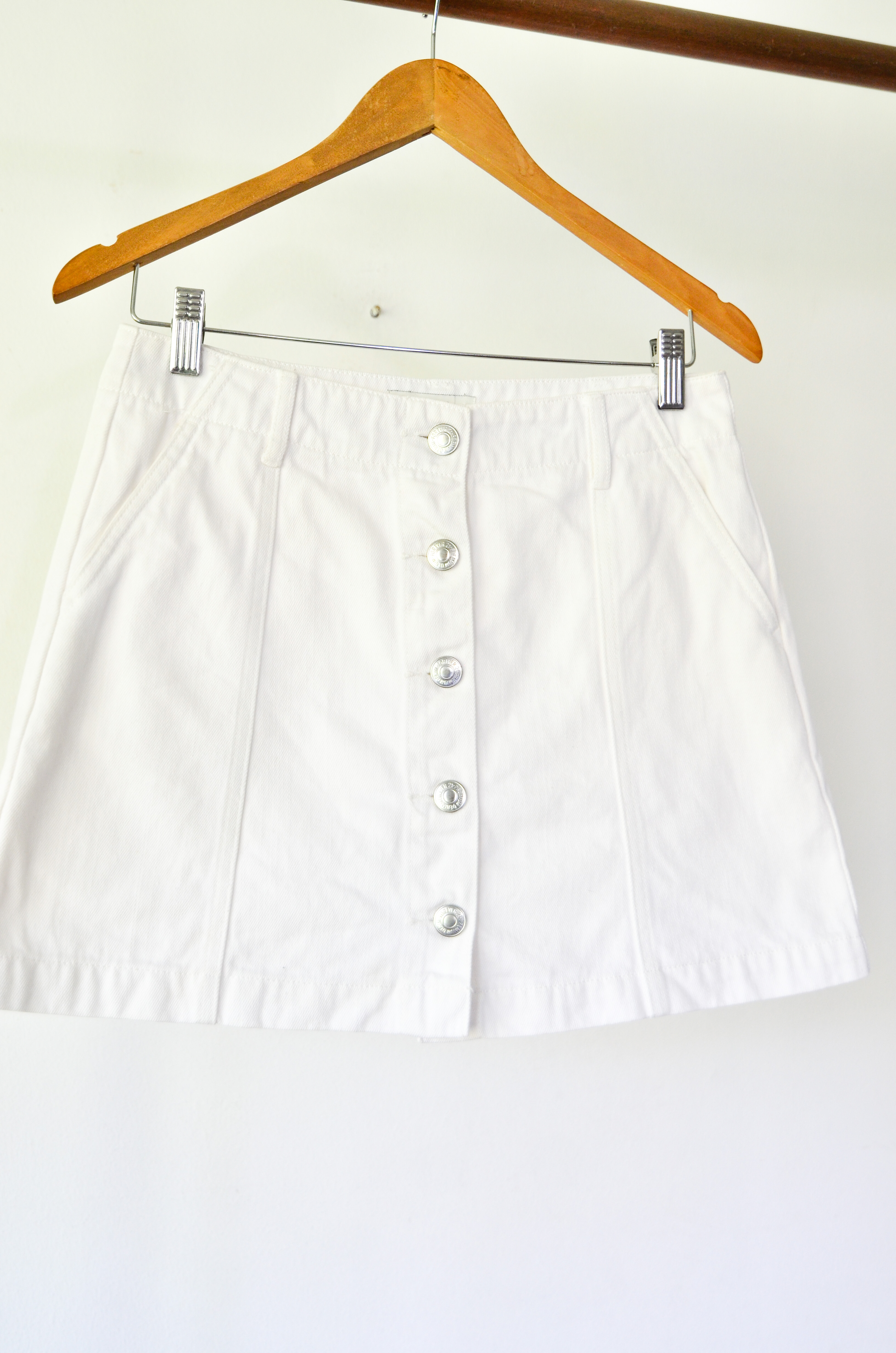 Mini falda white denim