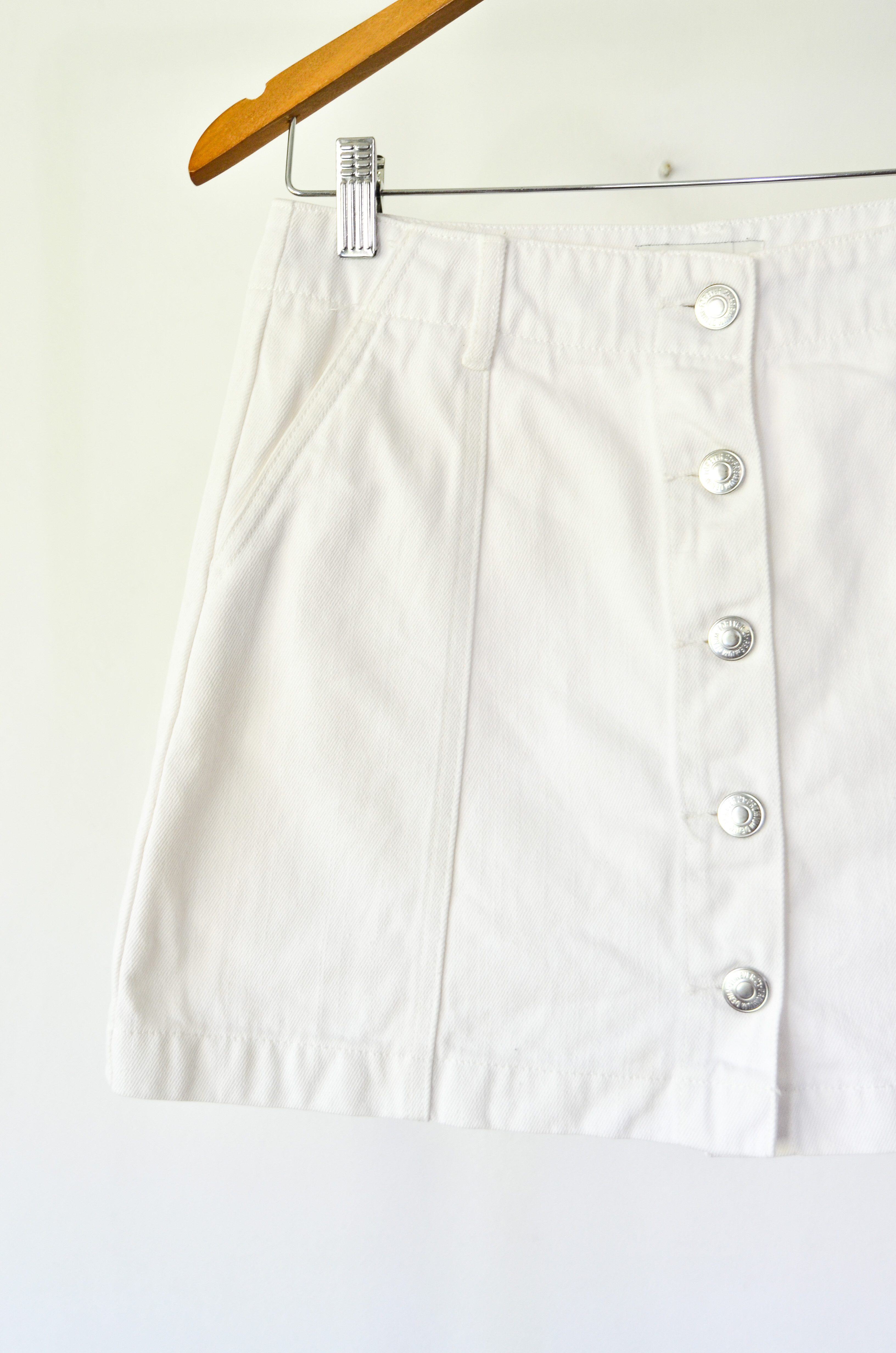 Mini falda white denim