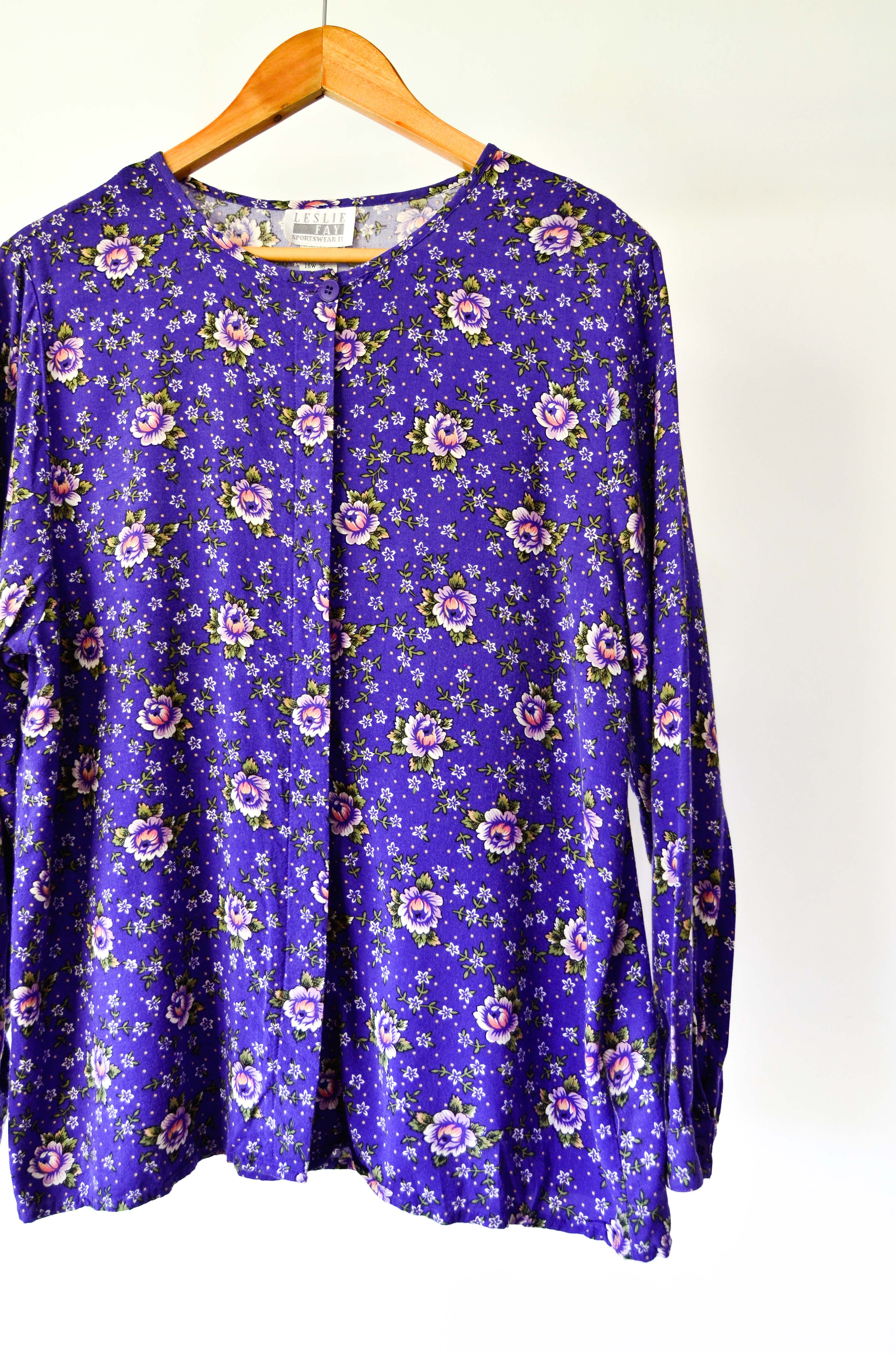 Blusa morada 80s floral