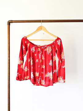 Top rojo floral