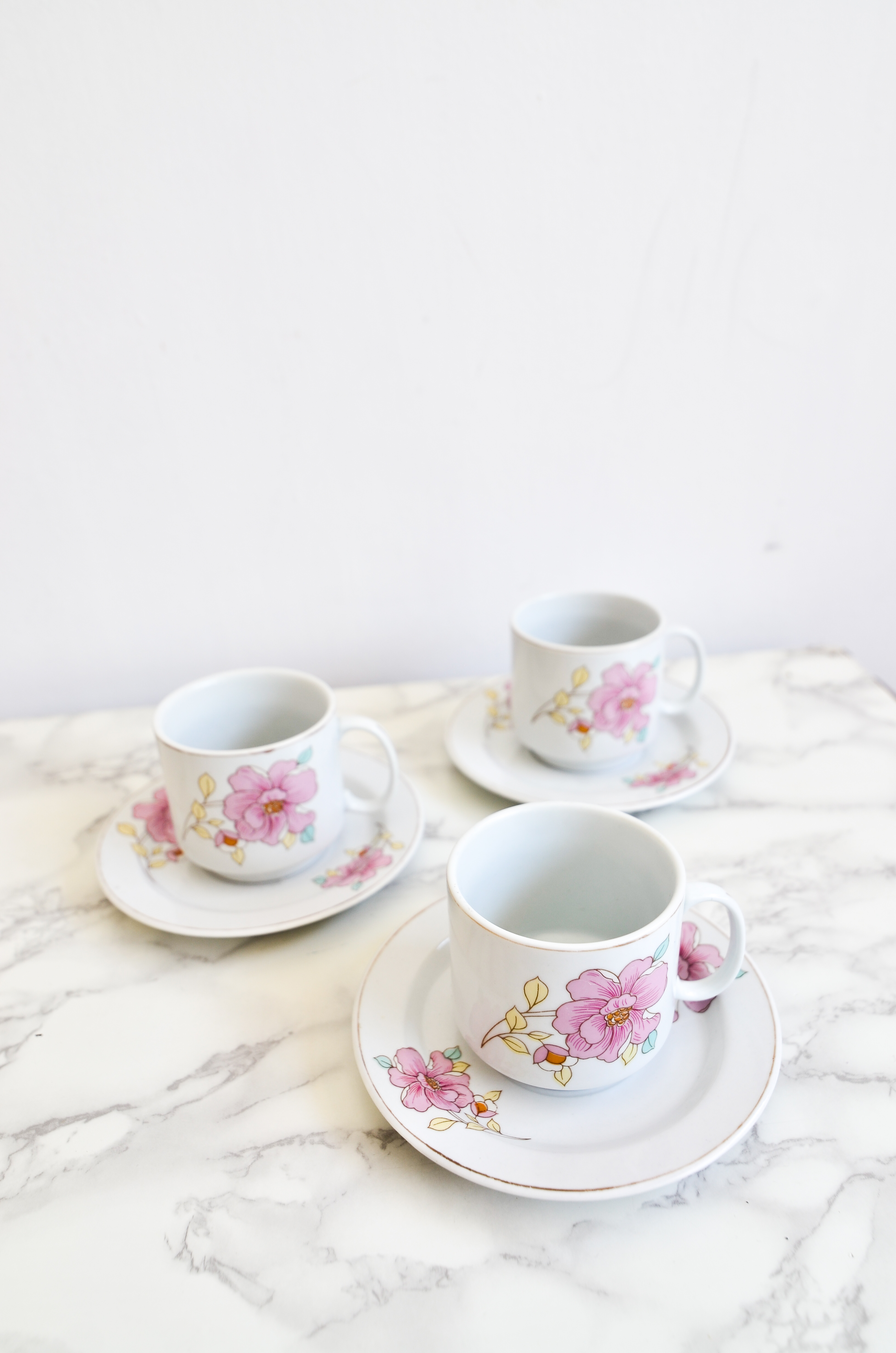 Set tazas té floral 