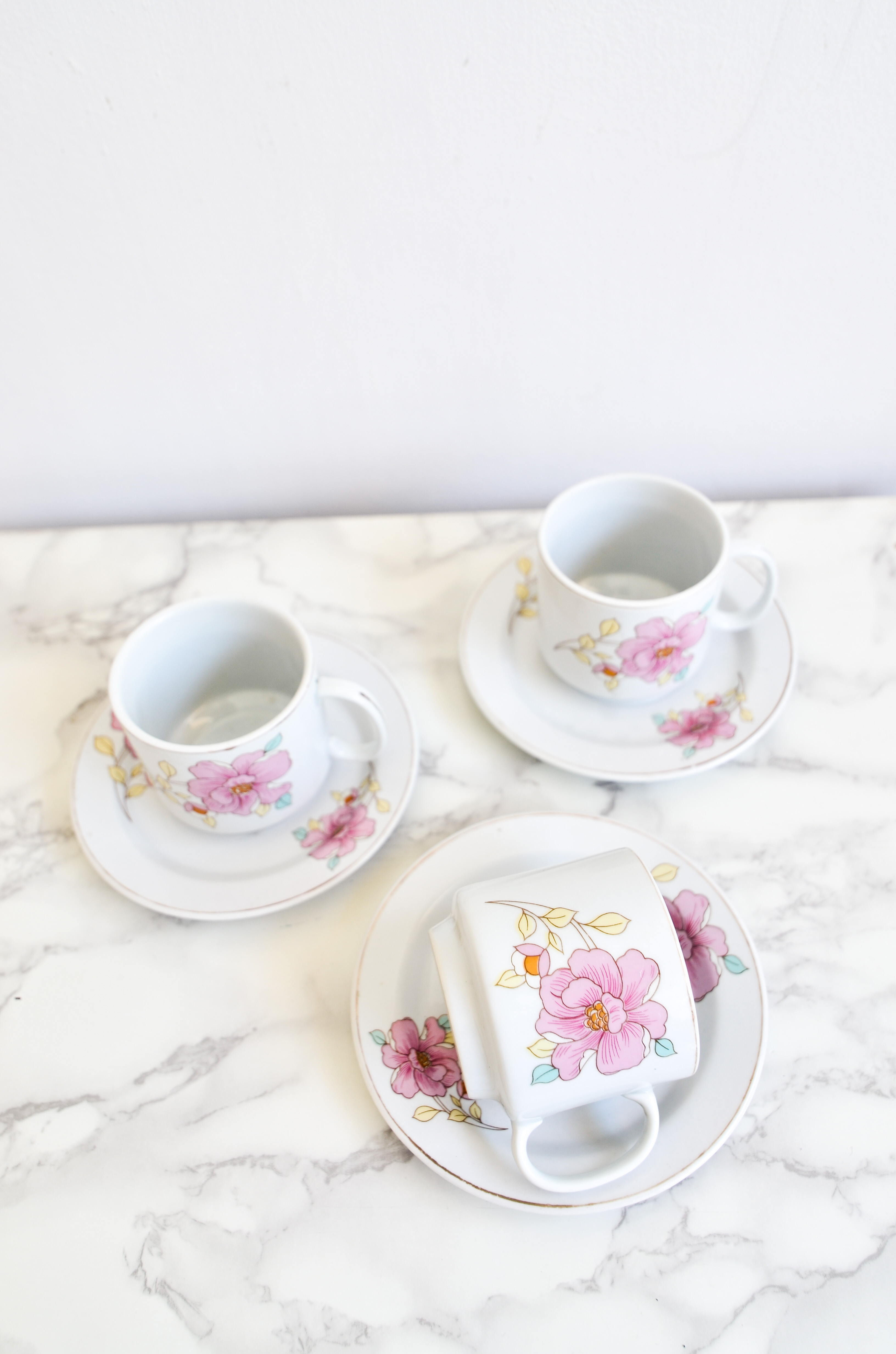 Set tazas té floral 