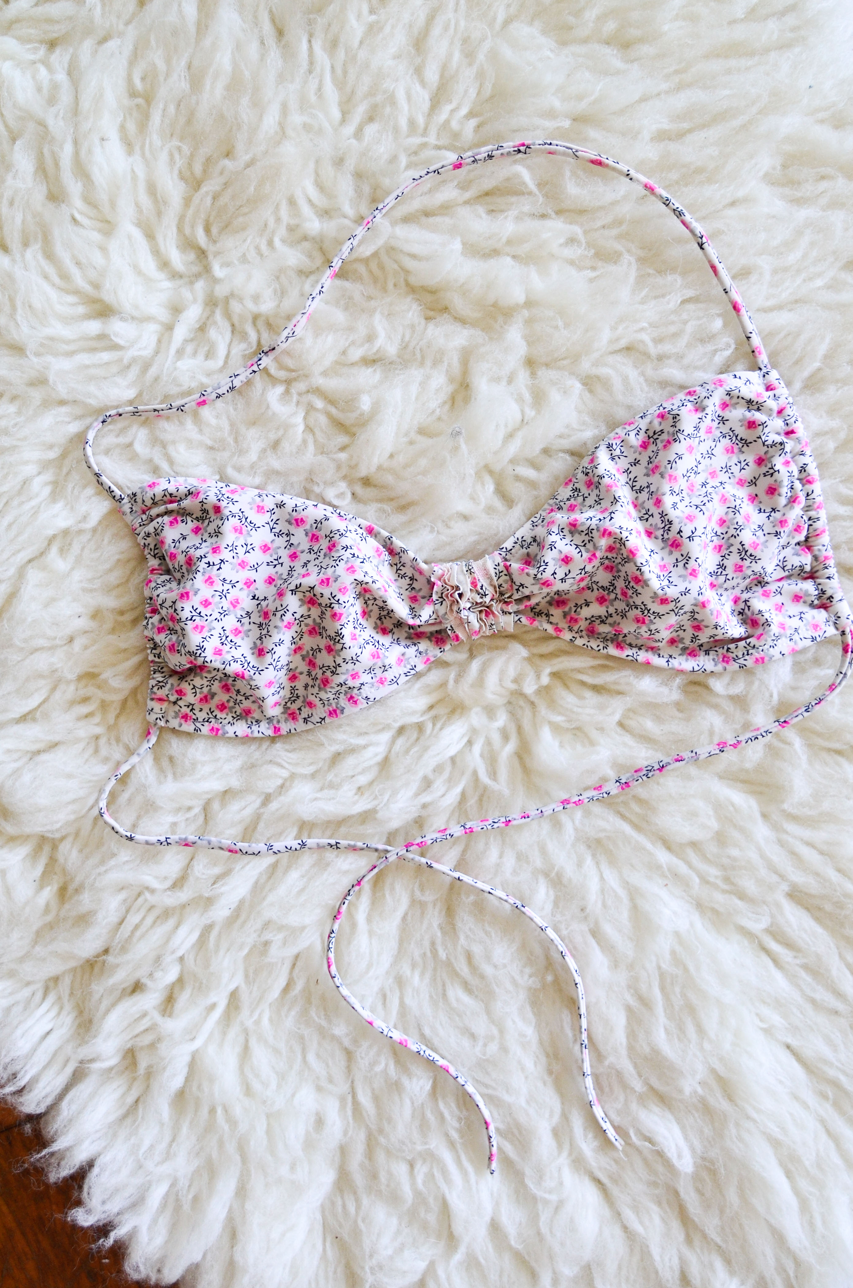 Top bikini pink florecitas