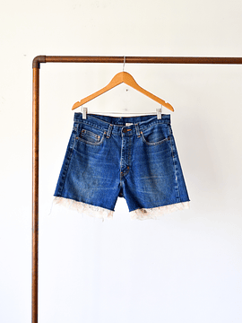 Short blue denim encaje