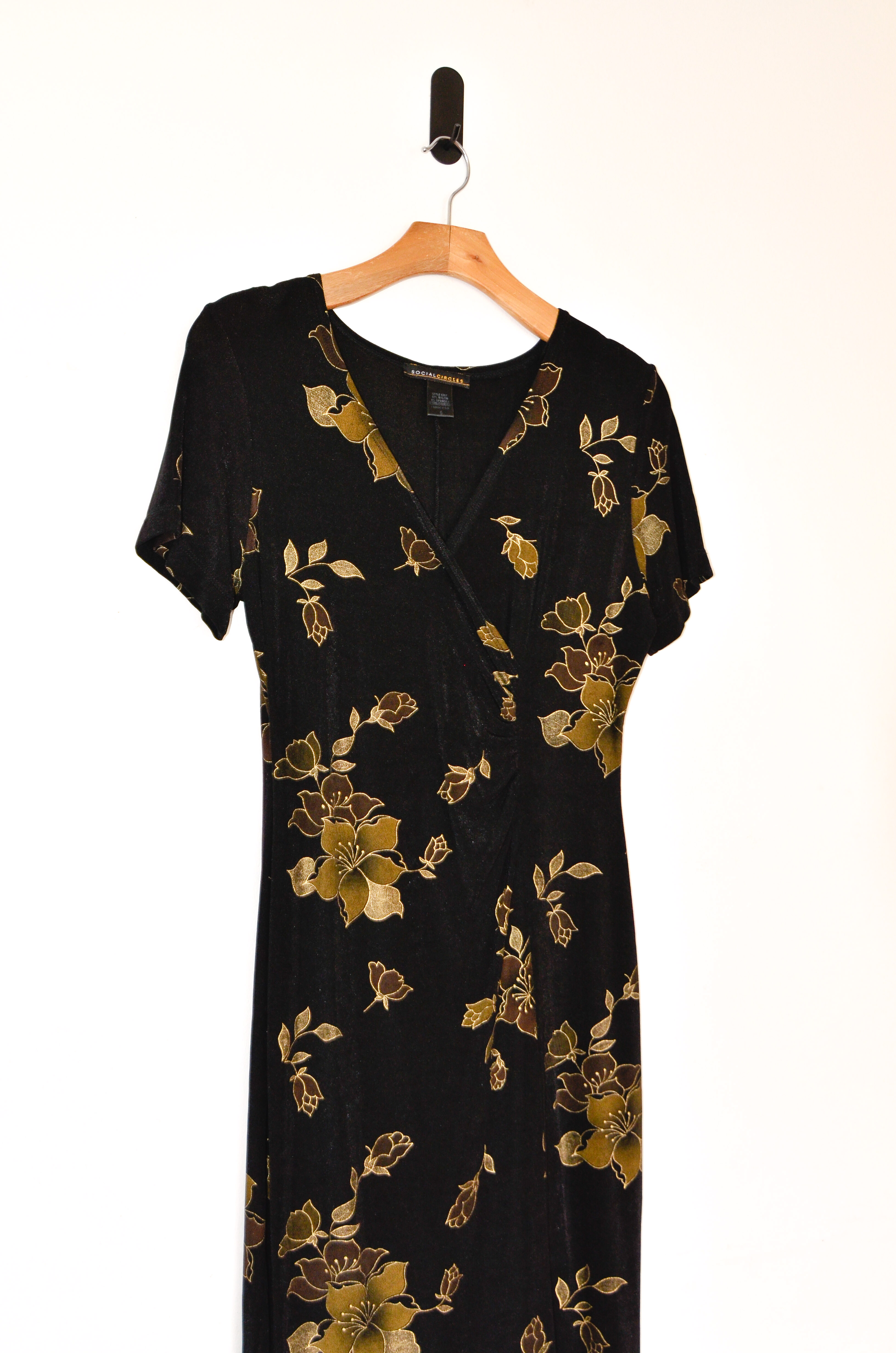 Vestido negro floral 90s