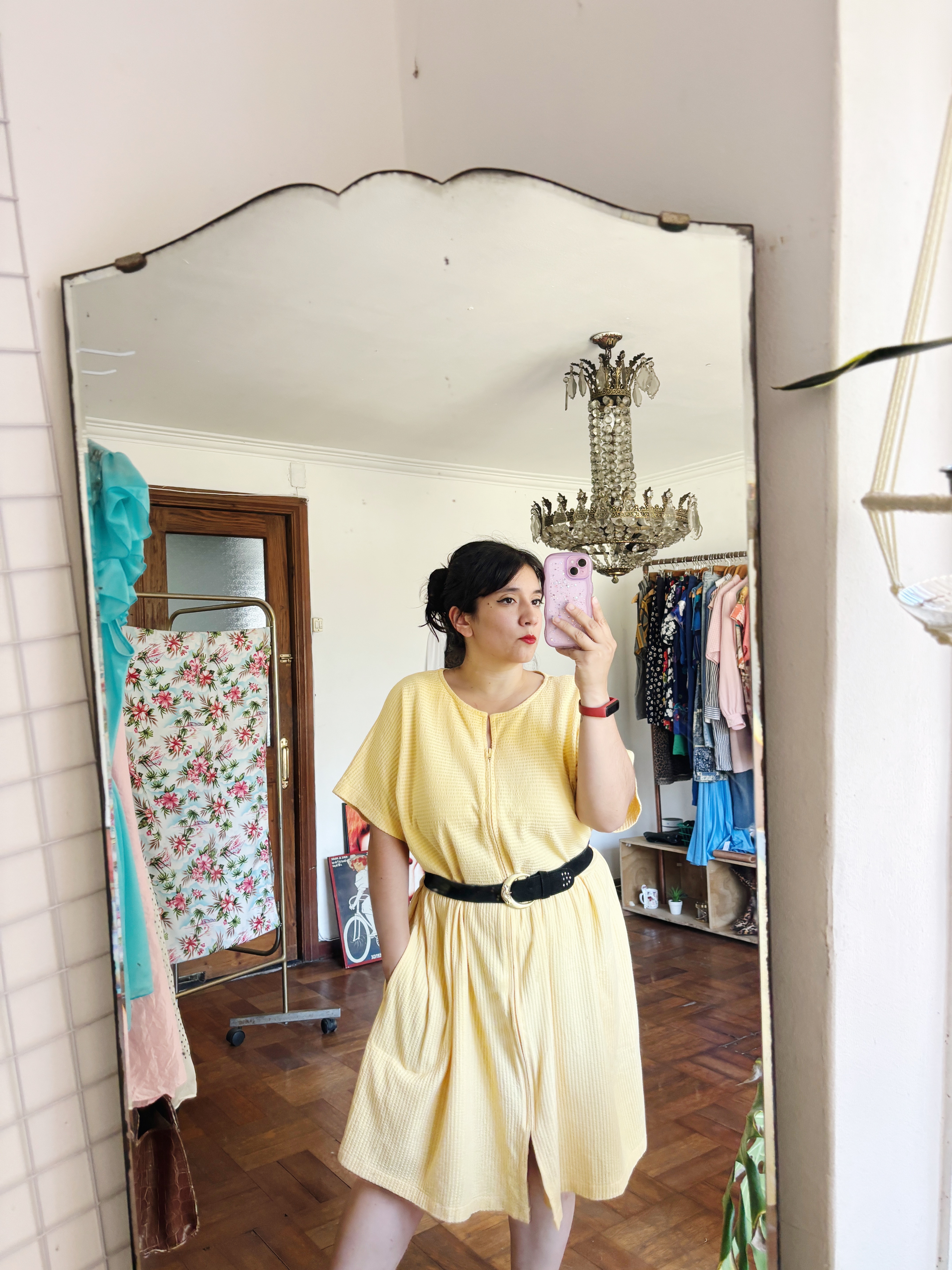 Vestido amarillo acanalado