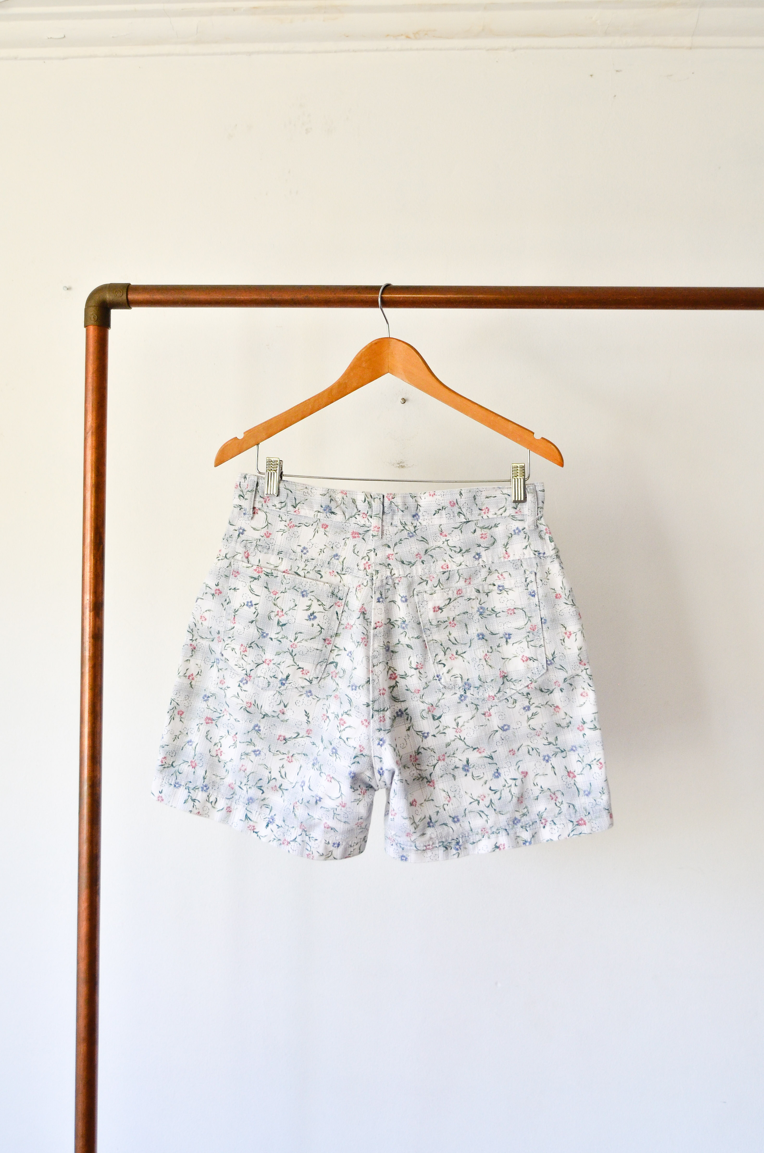 Short denim floral tartán 90s