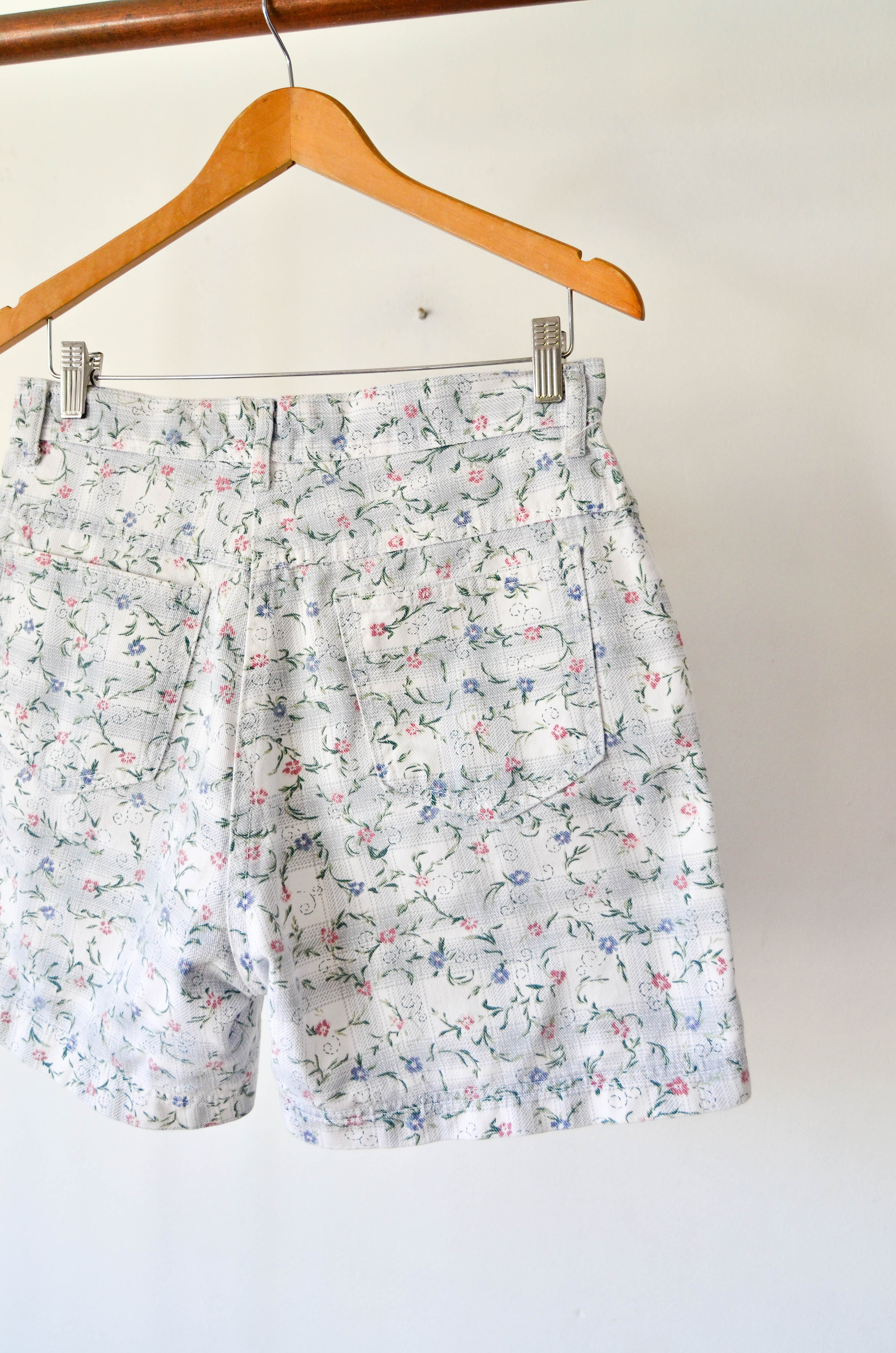 Short denim floral tartán 90s