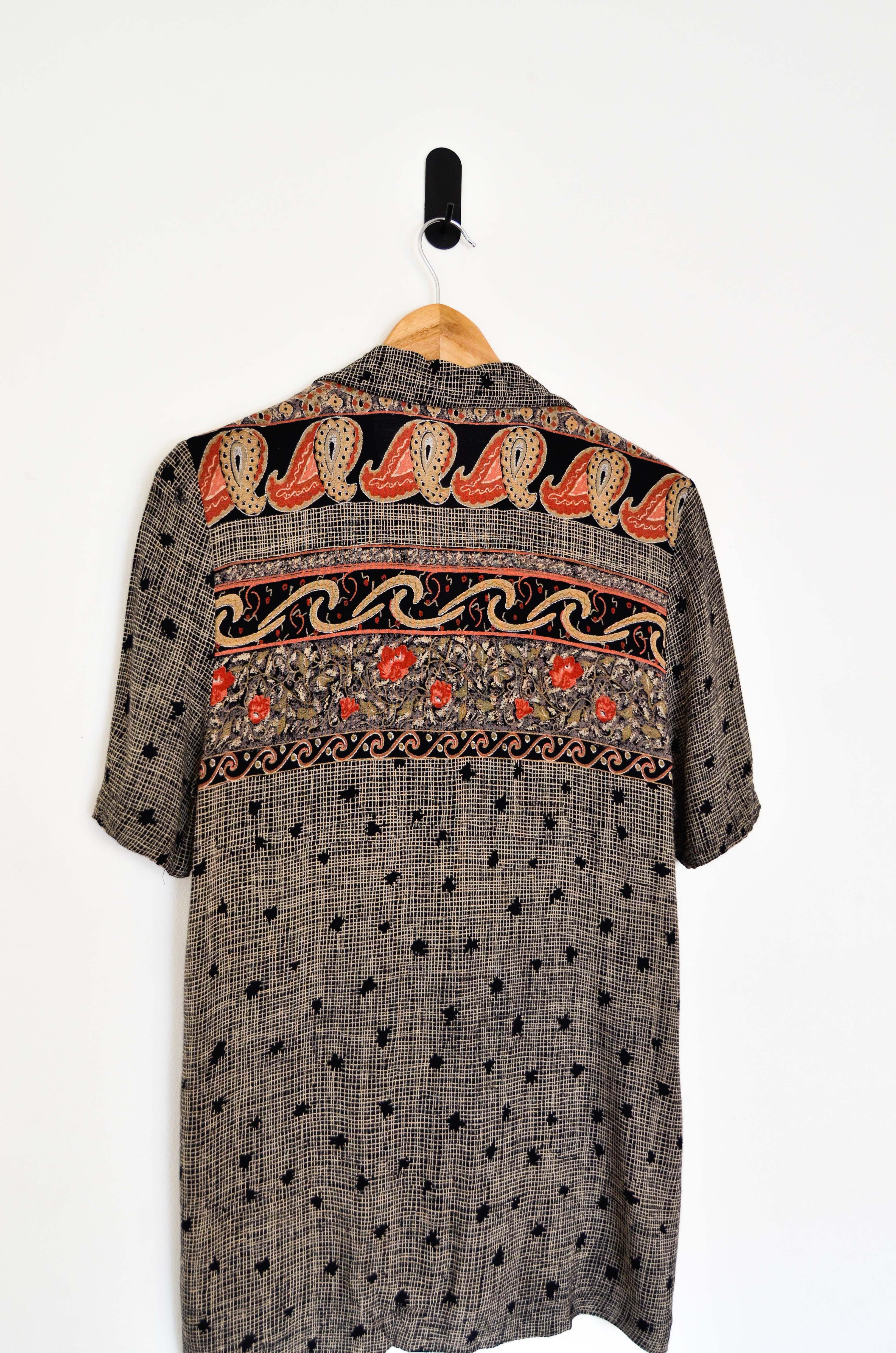 Camisa bambula café vintage