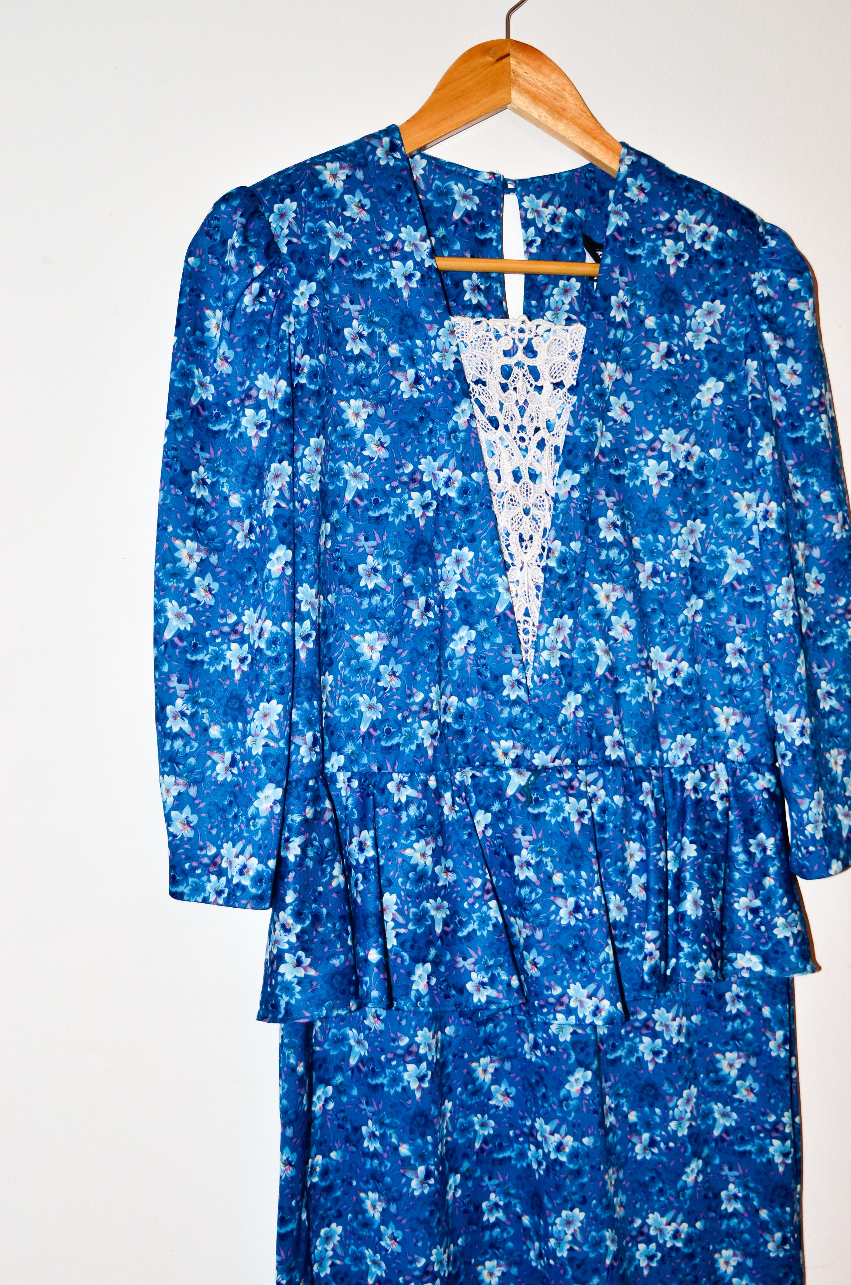 Vestido floral ochentero blue