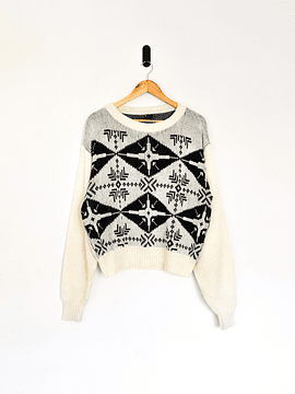 Sweater 90s marfil rombos