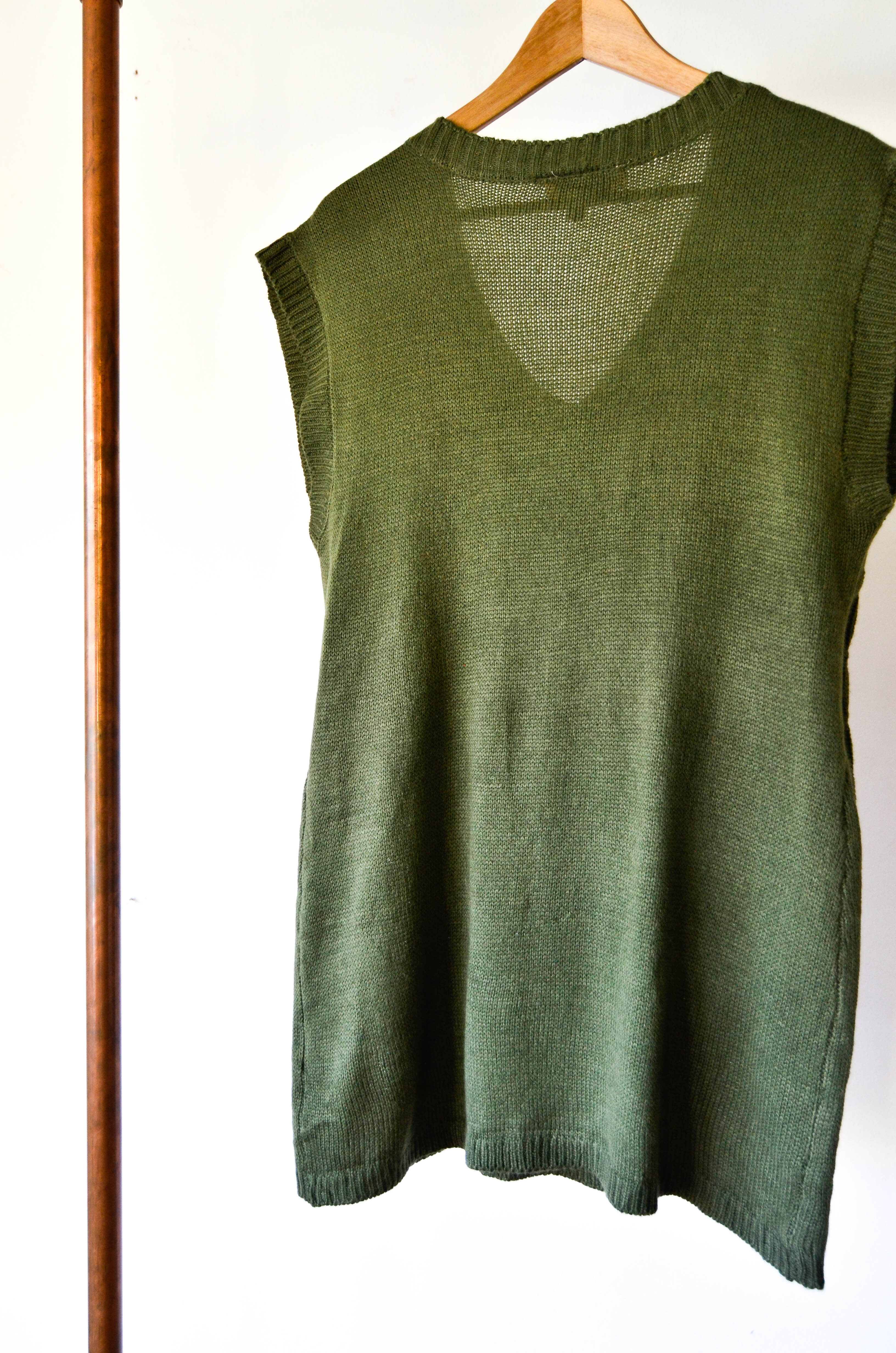 Sweater dress verde oliva trenzado