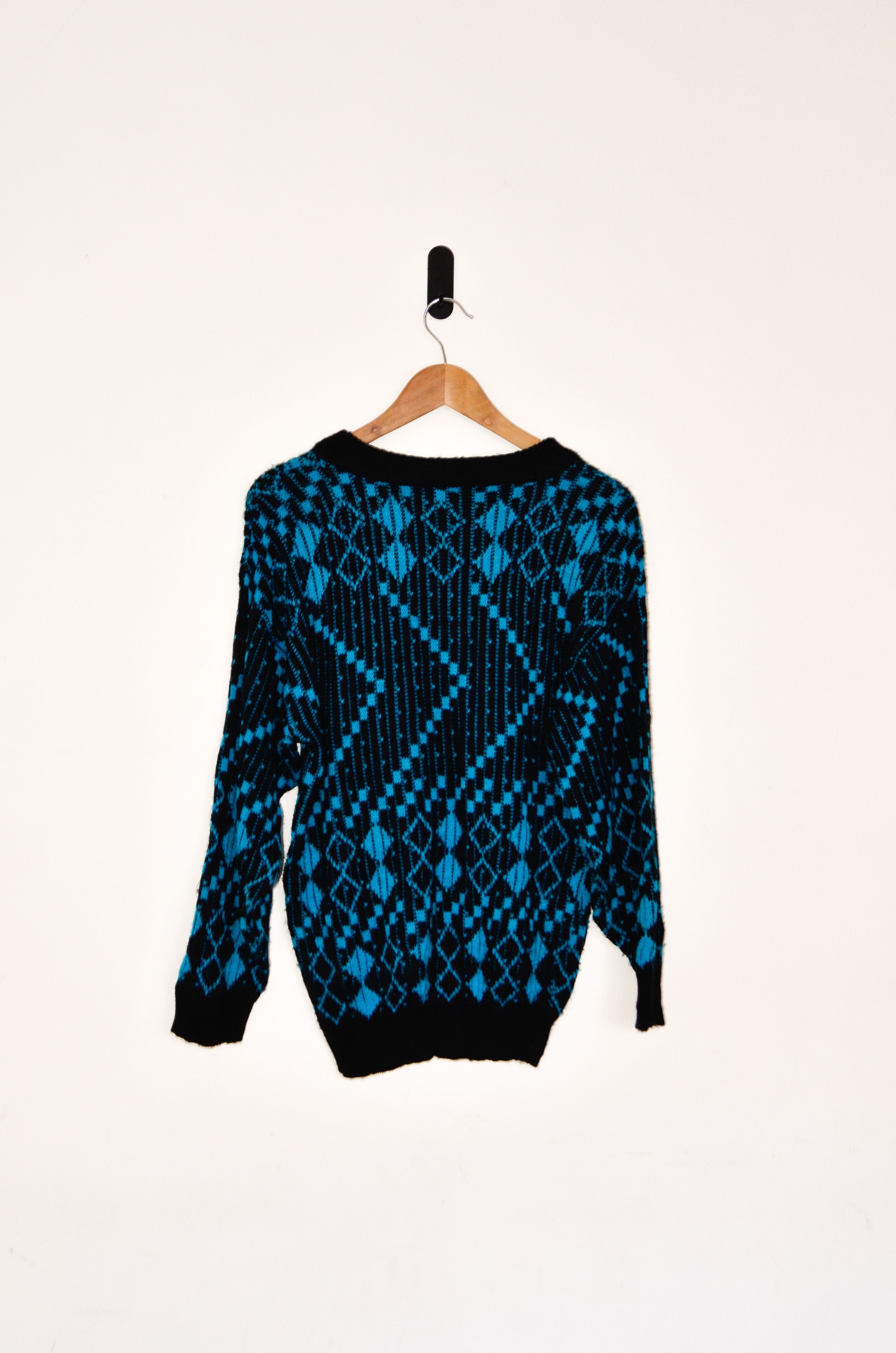Sweater 80s turquesa & negro