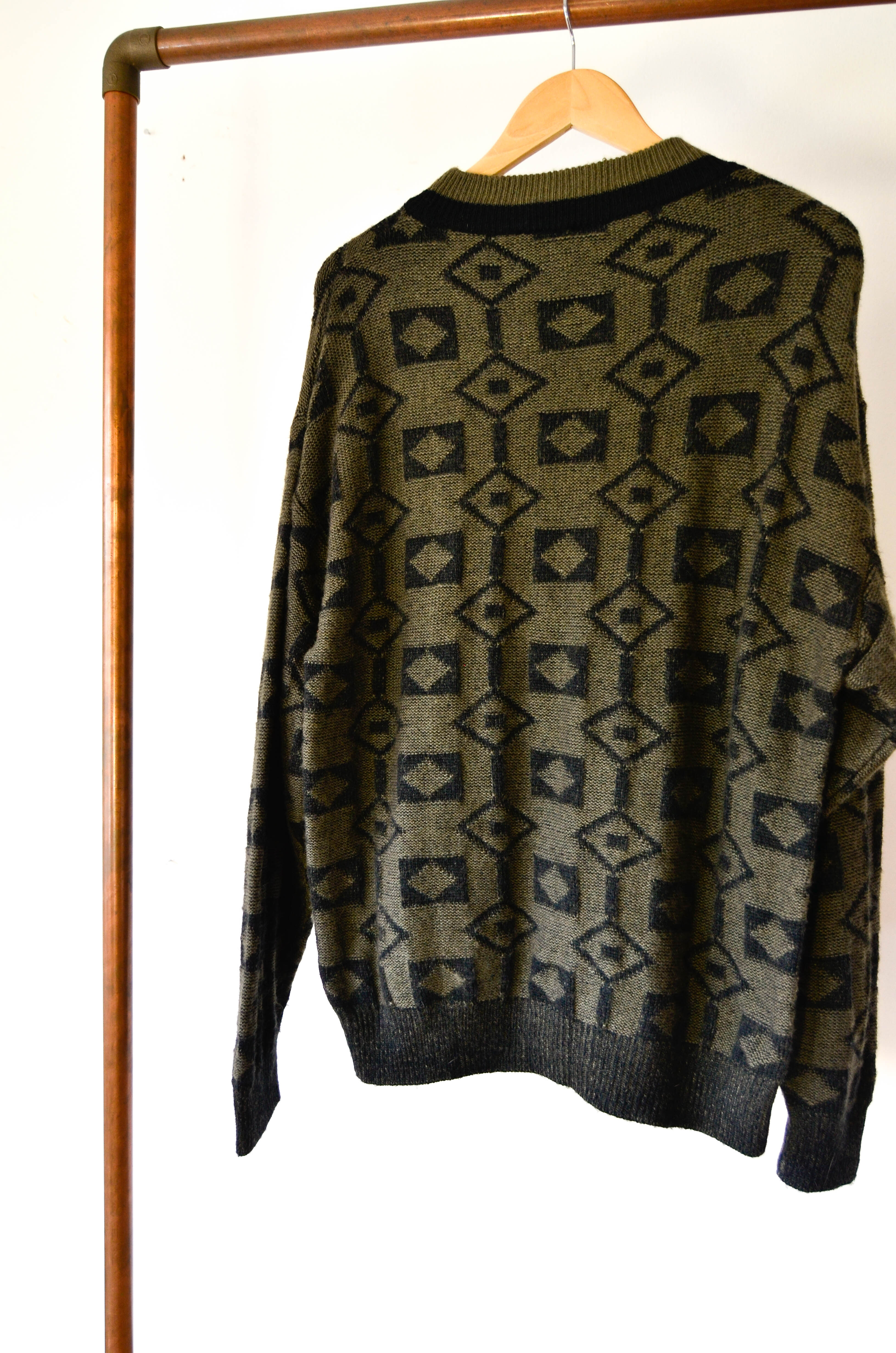 Sweater green rombos lana