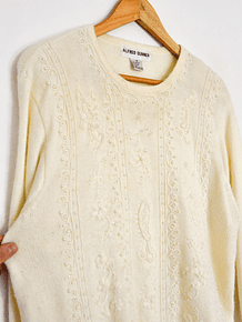 Sweater marfil perlitas vintage