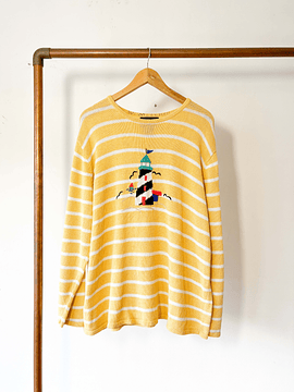 Sweater amarillo vintage nautico