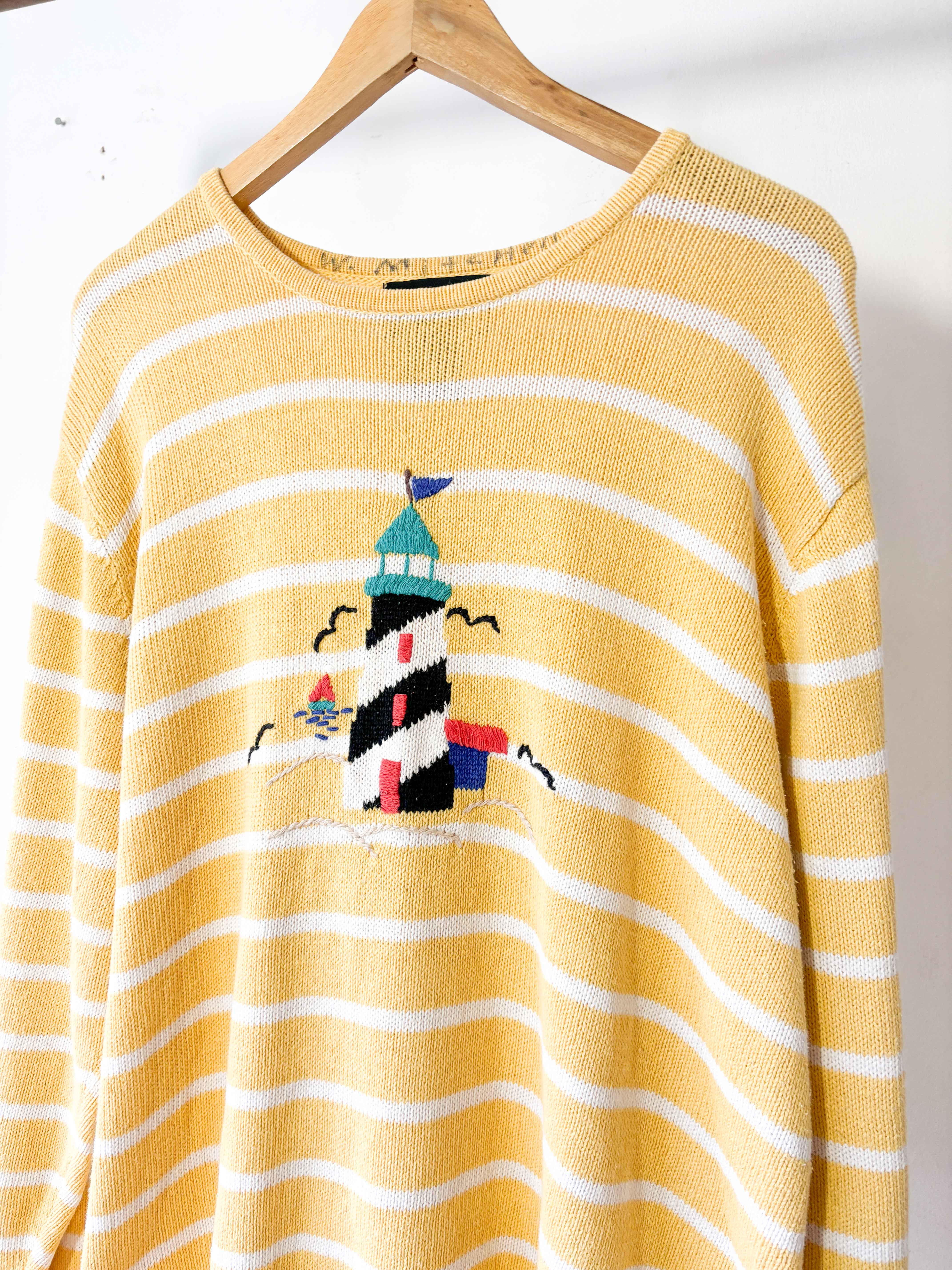 Sweater amarillo vintage nautico