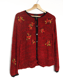 Cardigan rojo floral