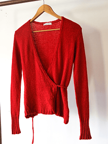 Sweater cruzado rojo mohair