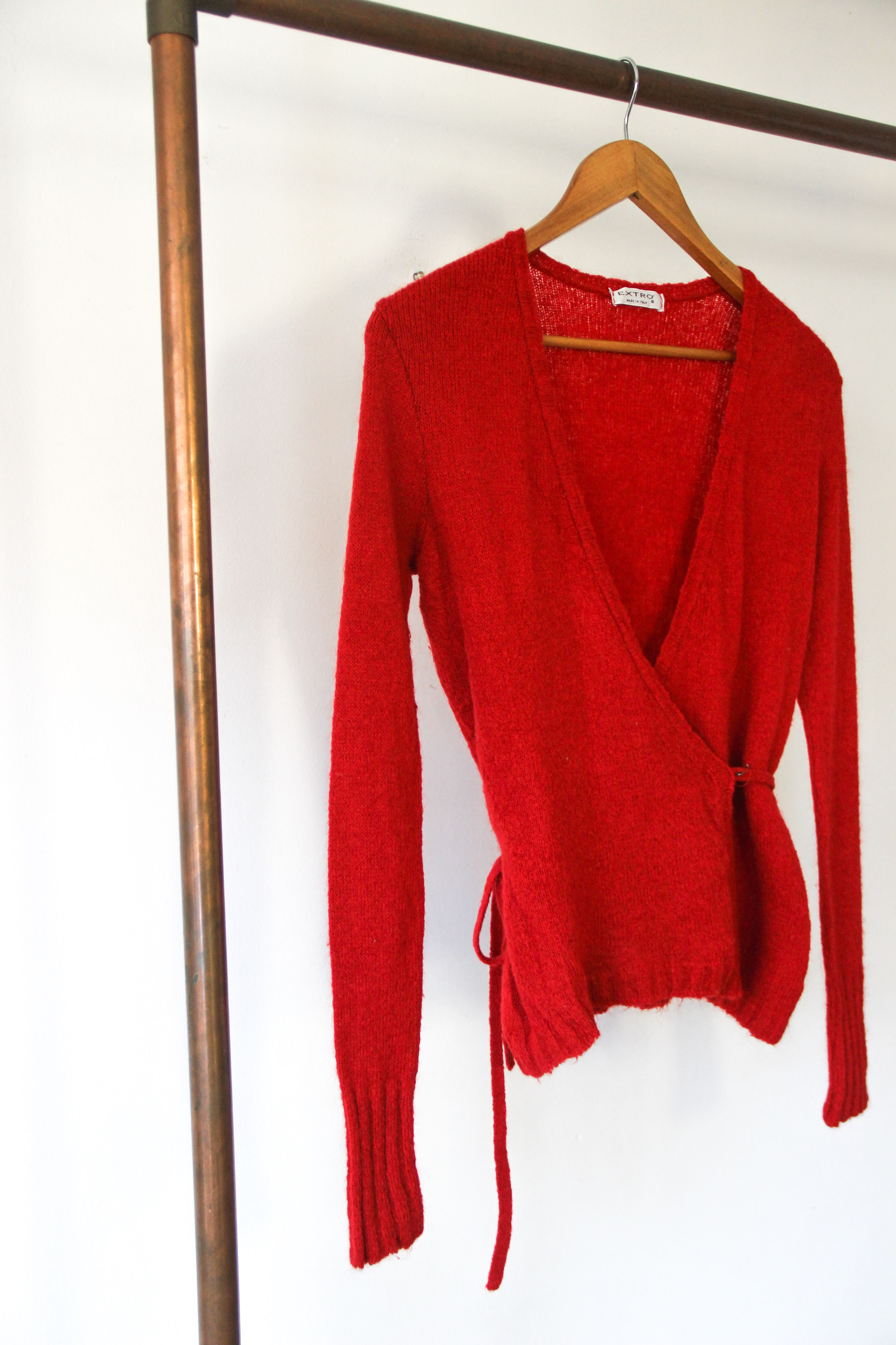 Sweater cruzado rojo mohair
