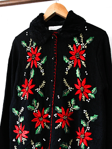 Cardigan negro floral 90s