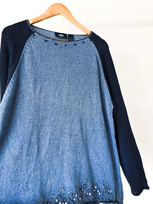 Sweater 90s bicolor blue