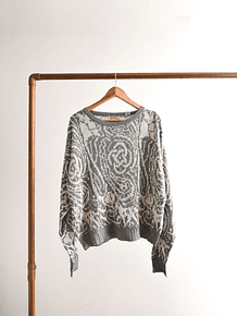 Sweater 80s gris rosas