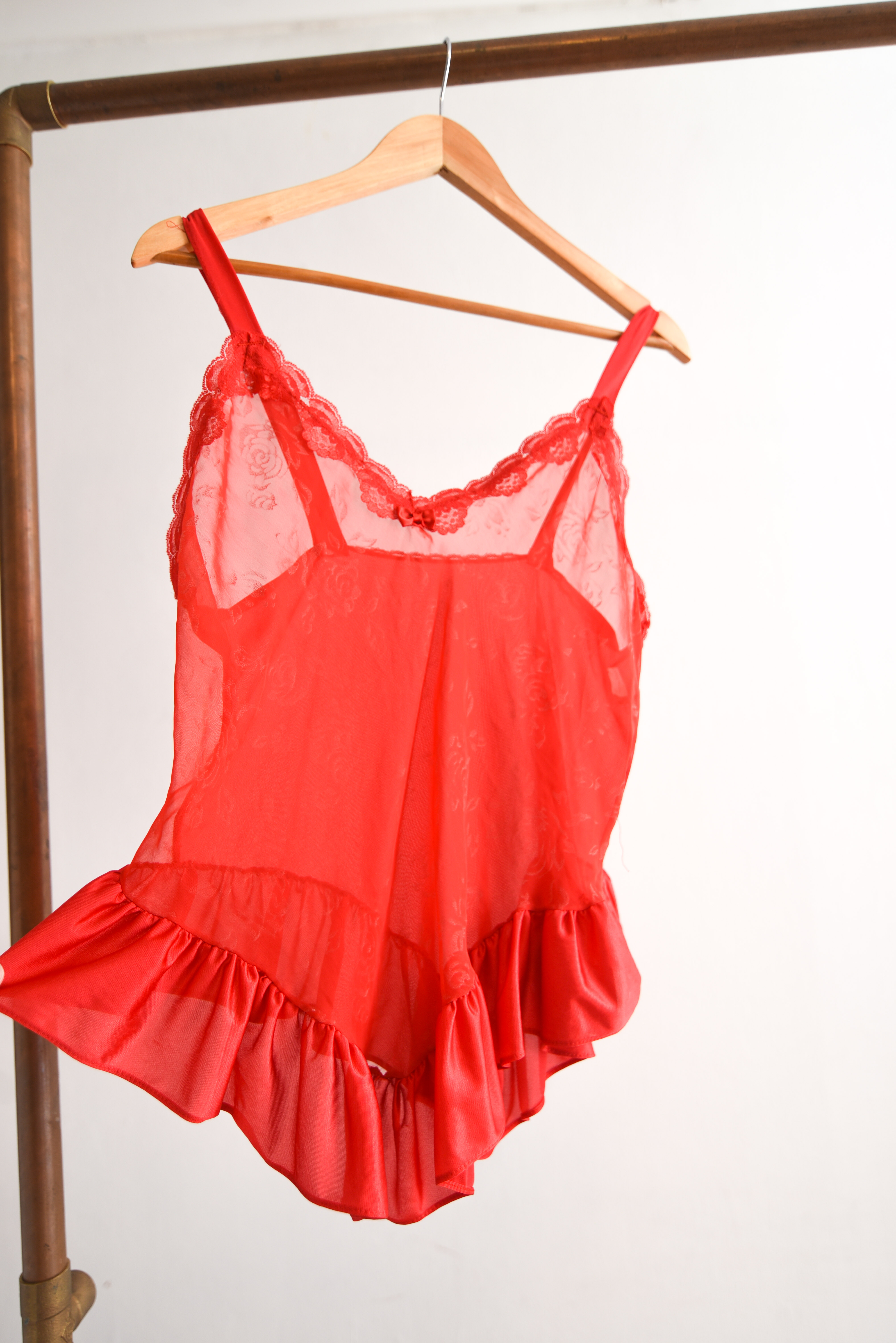 Top lencero rojo 80s