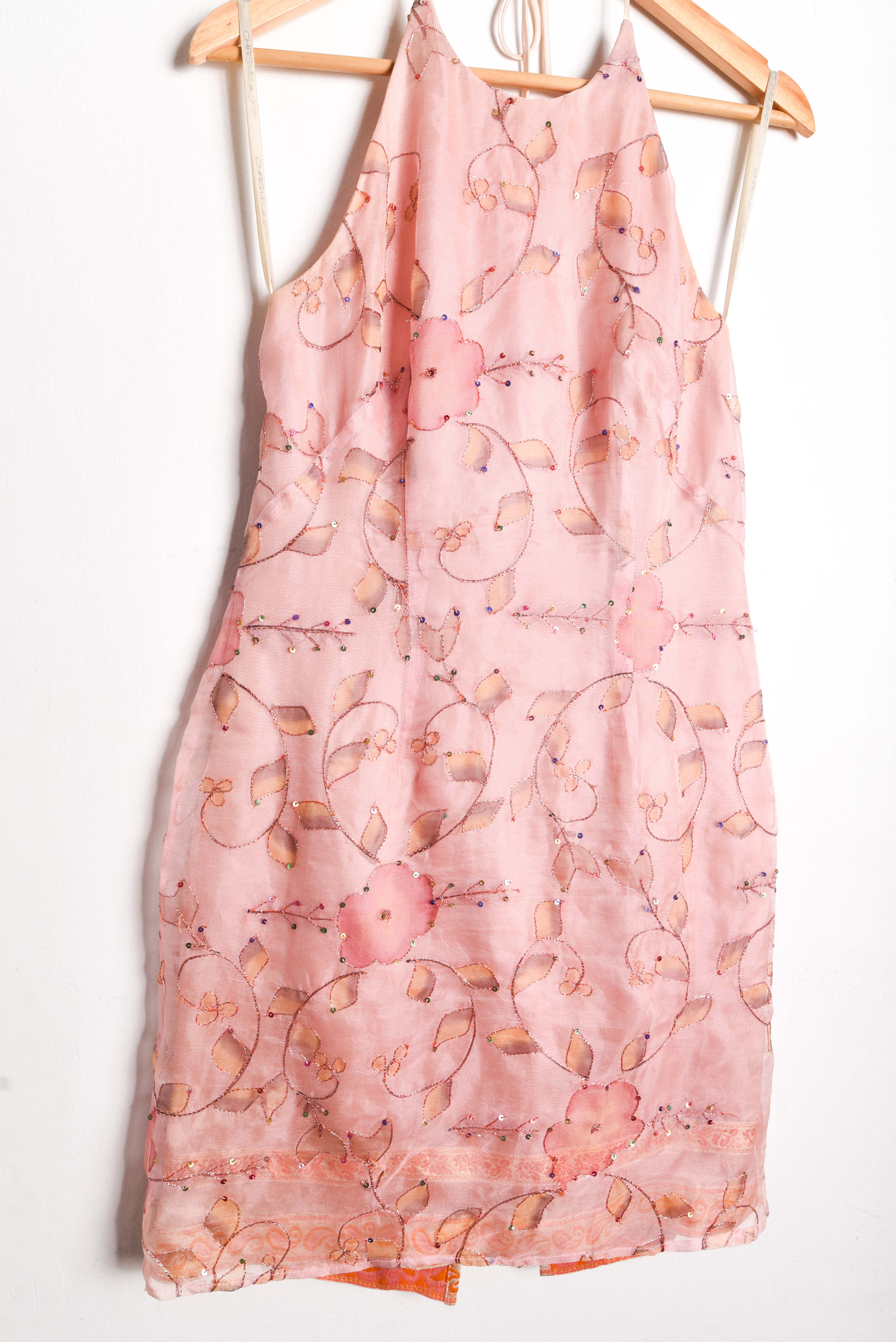 Vestido pastel seda 90s