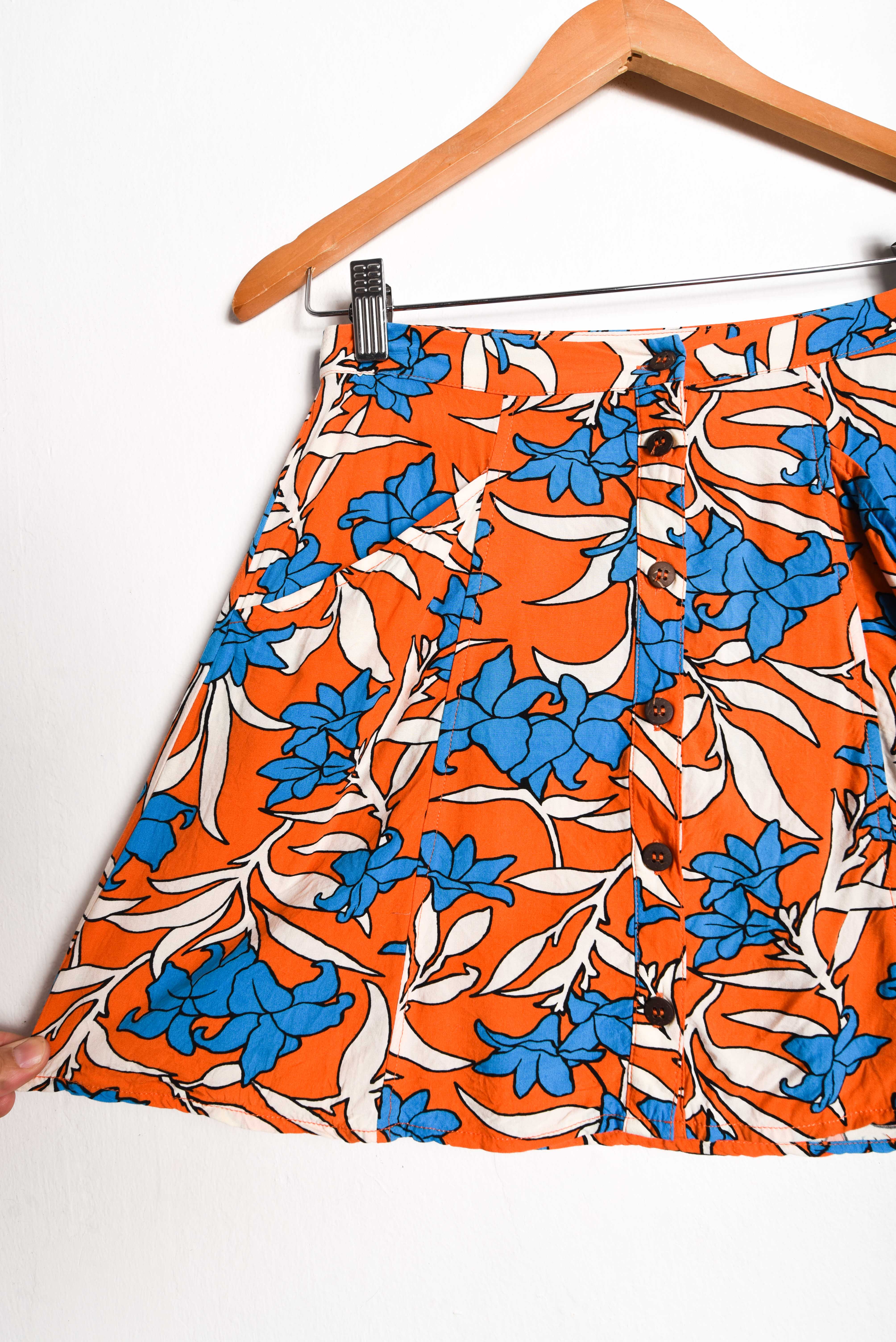 Falda naranja tropical print