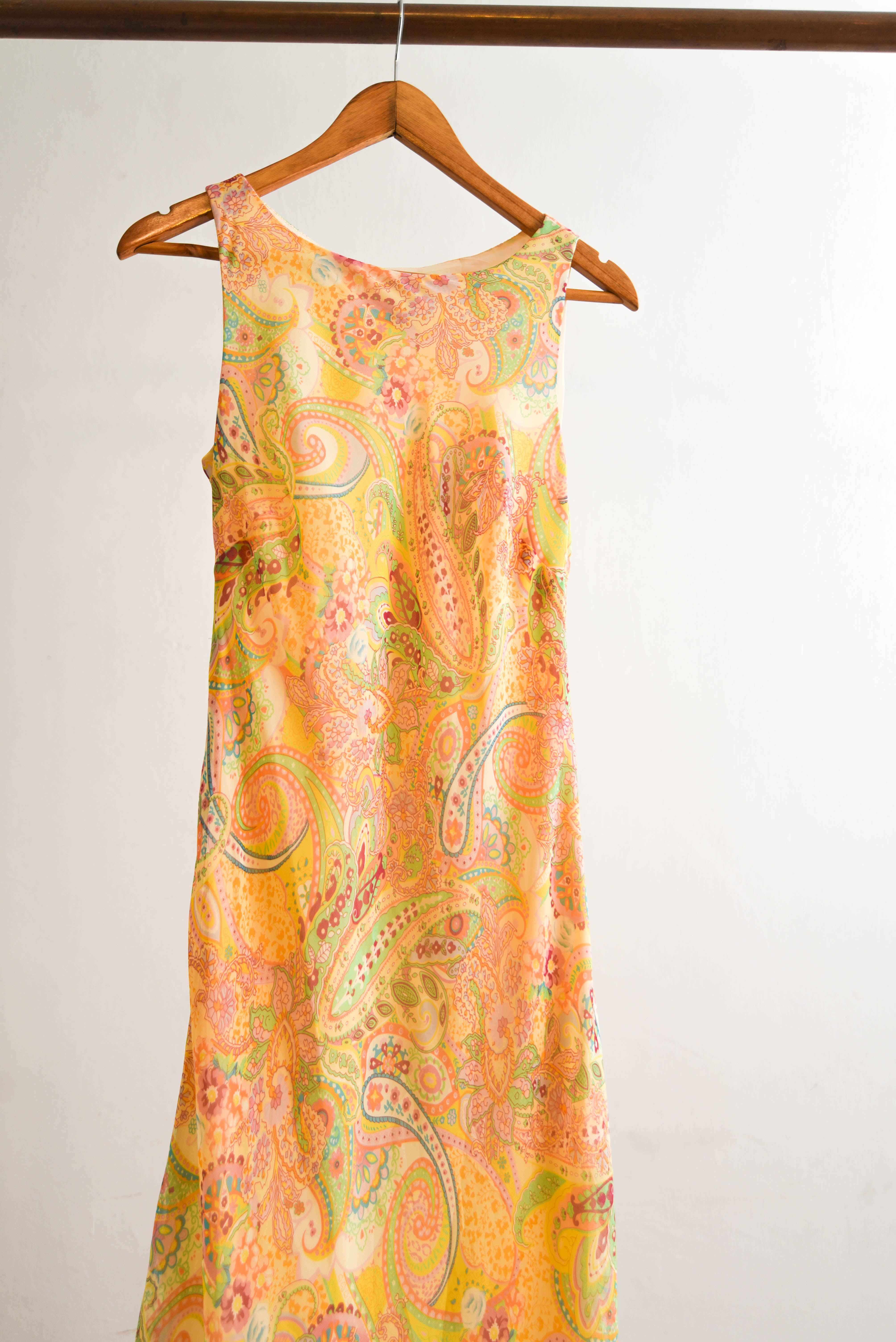 Vestido paisley yellow y2k