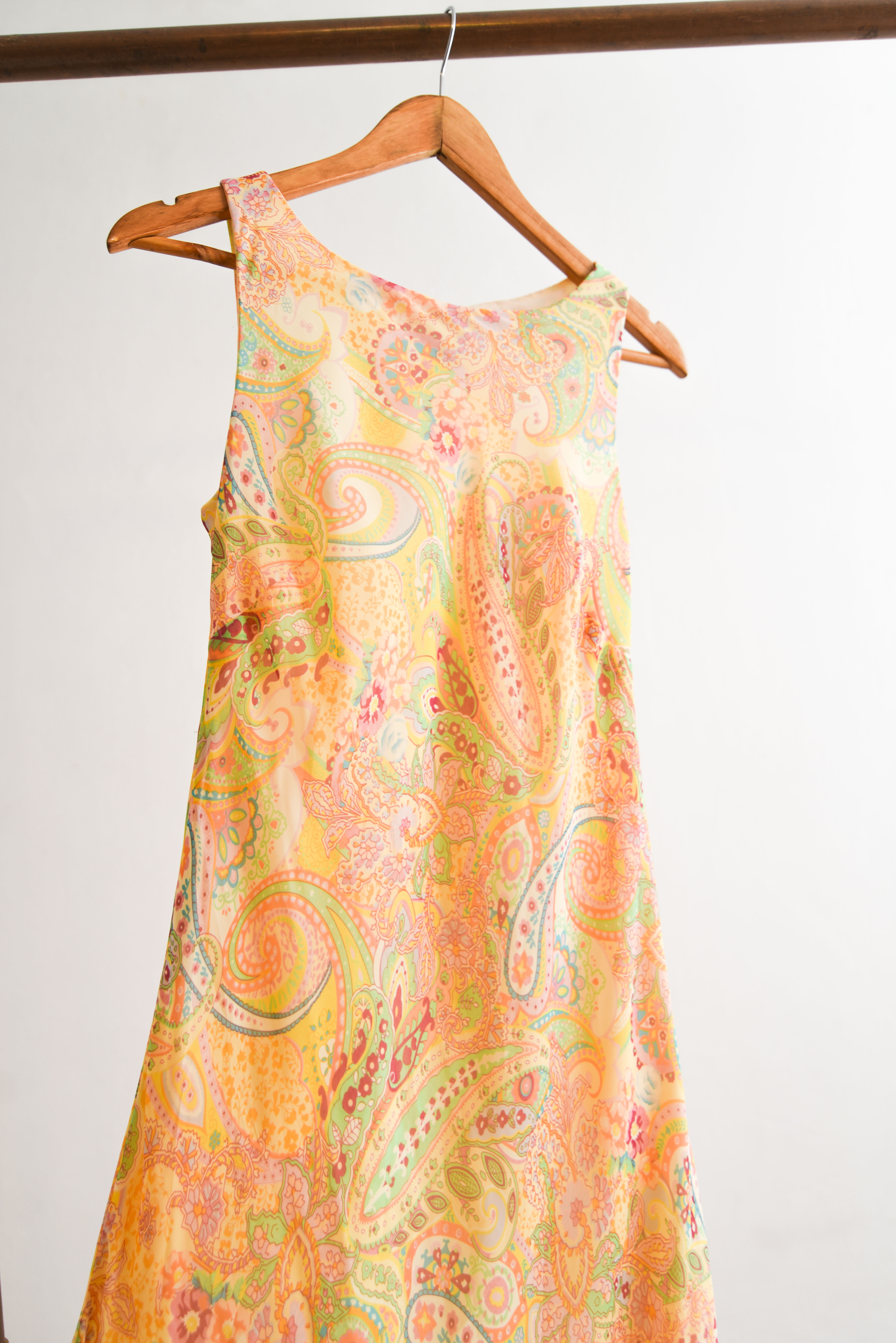 Vestido paisley yellow y2k