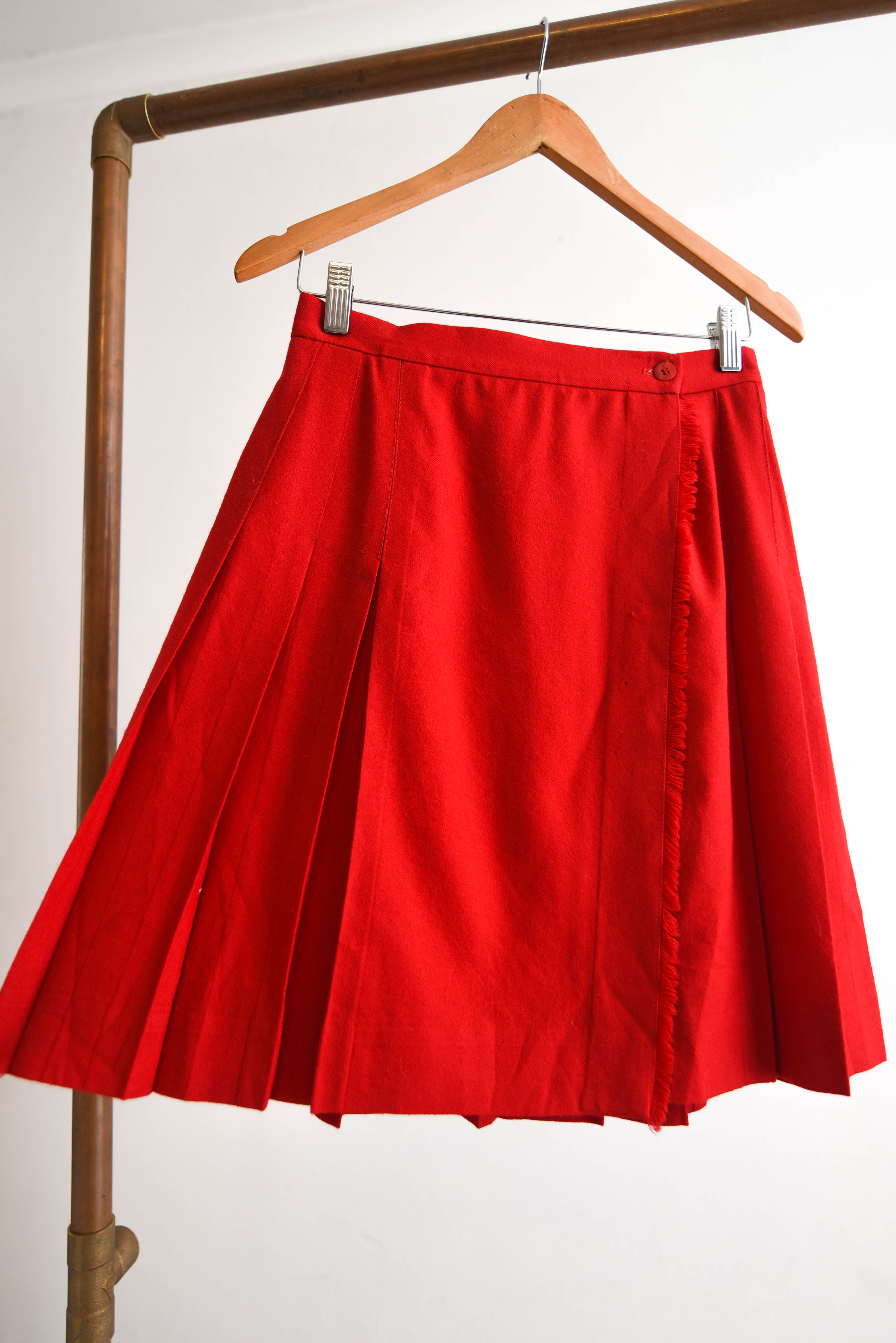 Falda envolvente roja lana vintage