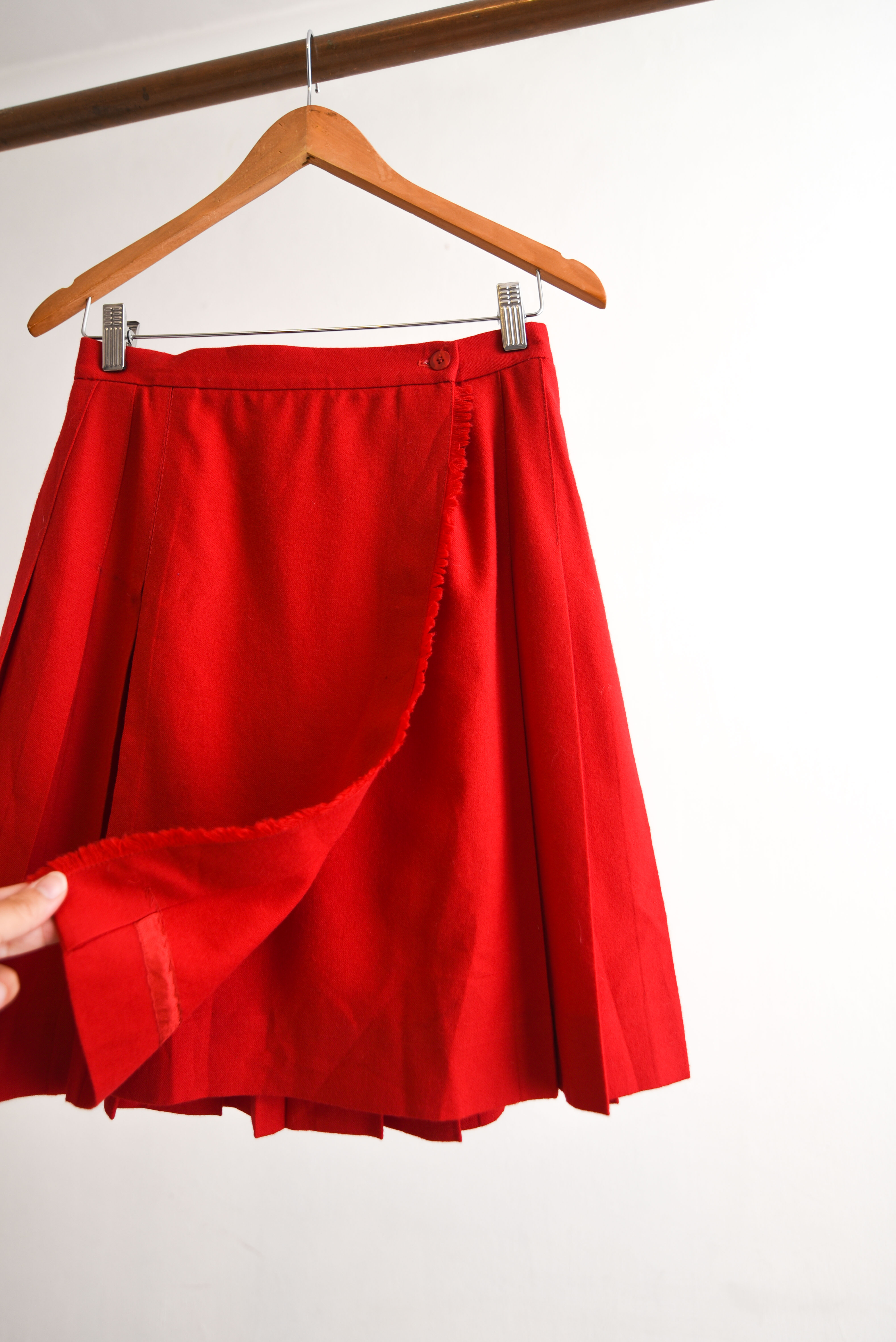 Falda envolvente roja lana vintage