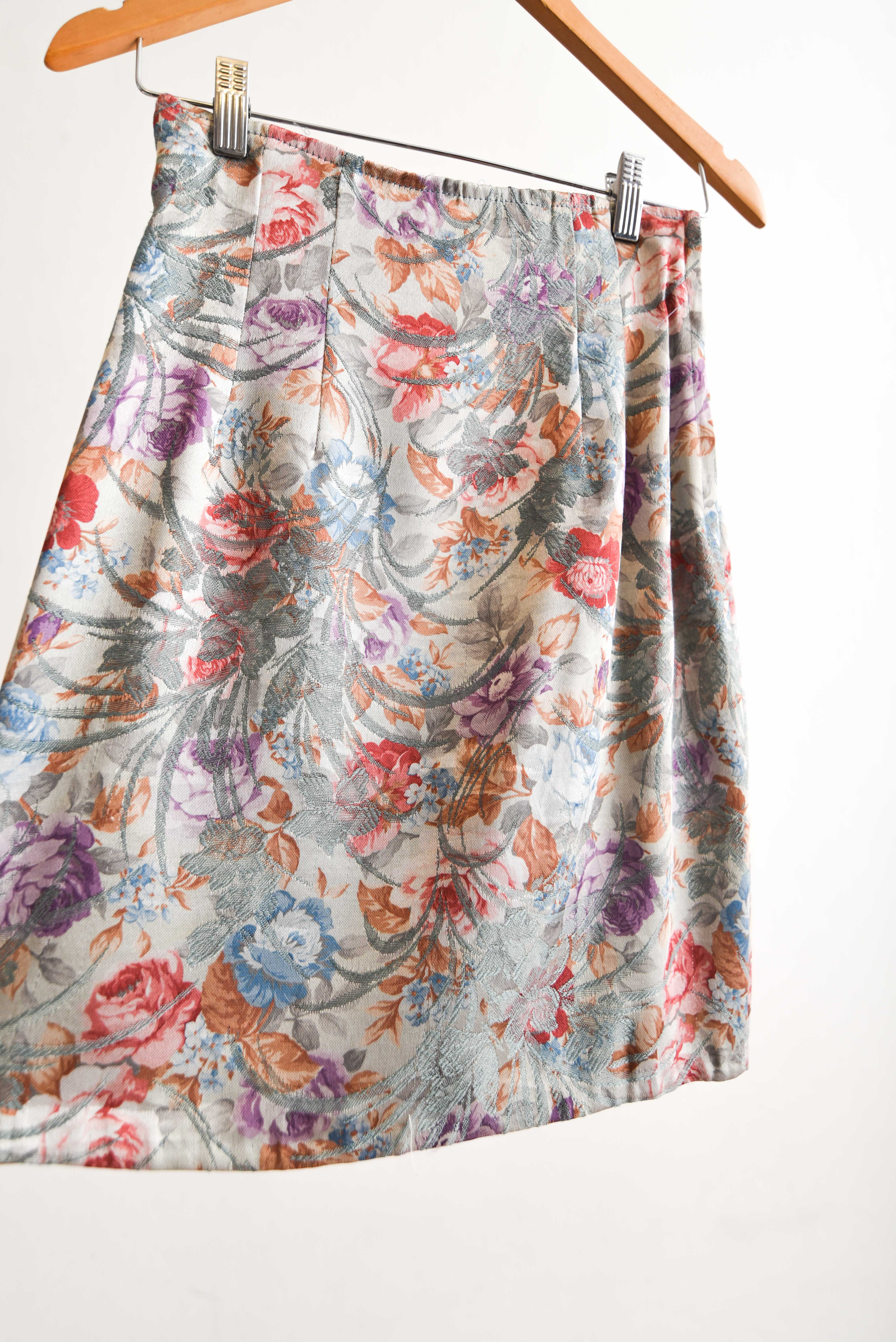 Falda brocato floral vintage 90s