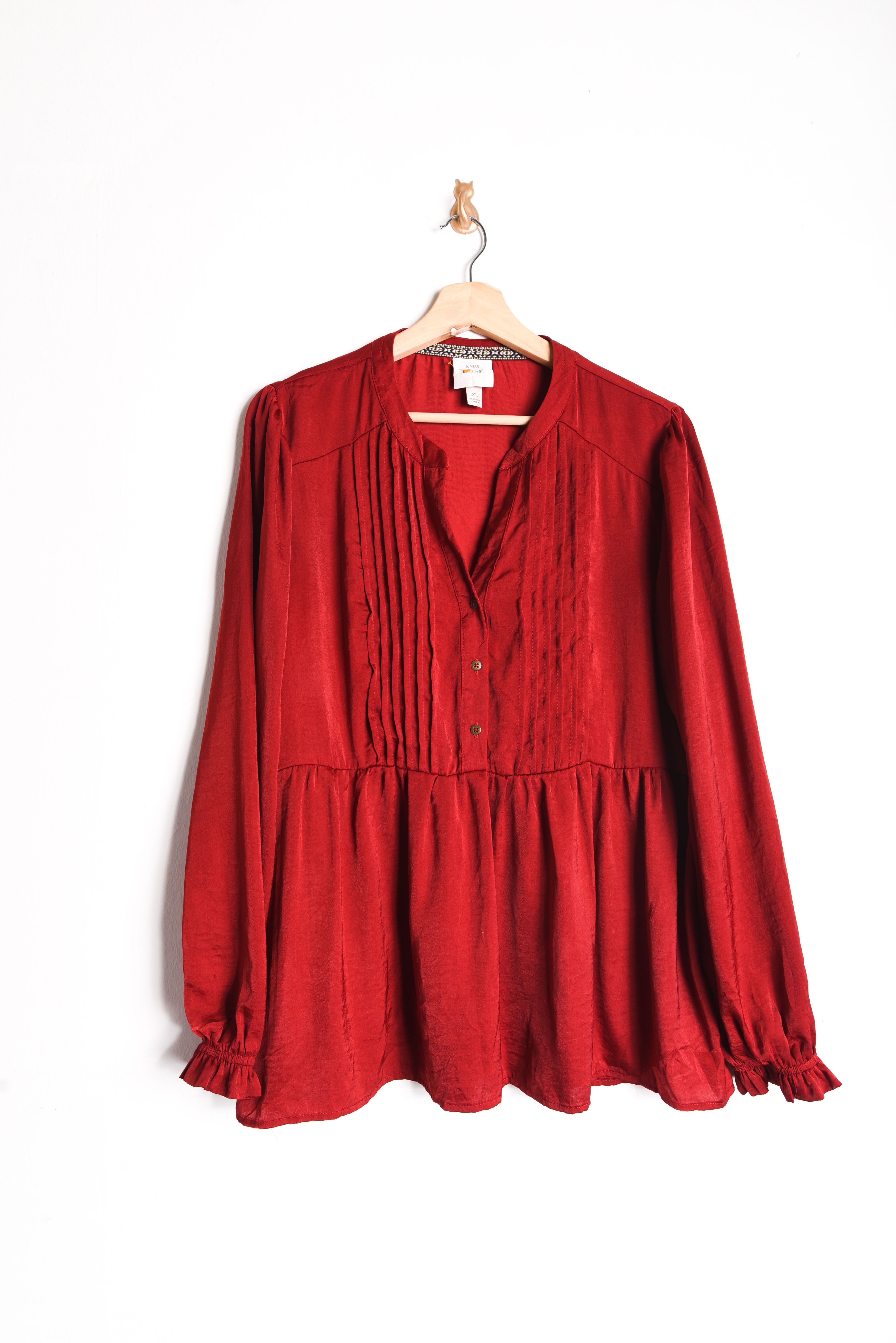Blusa roja satín globo