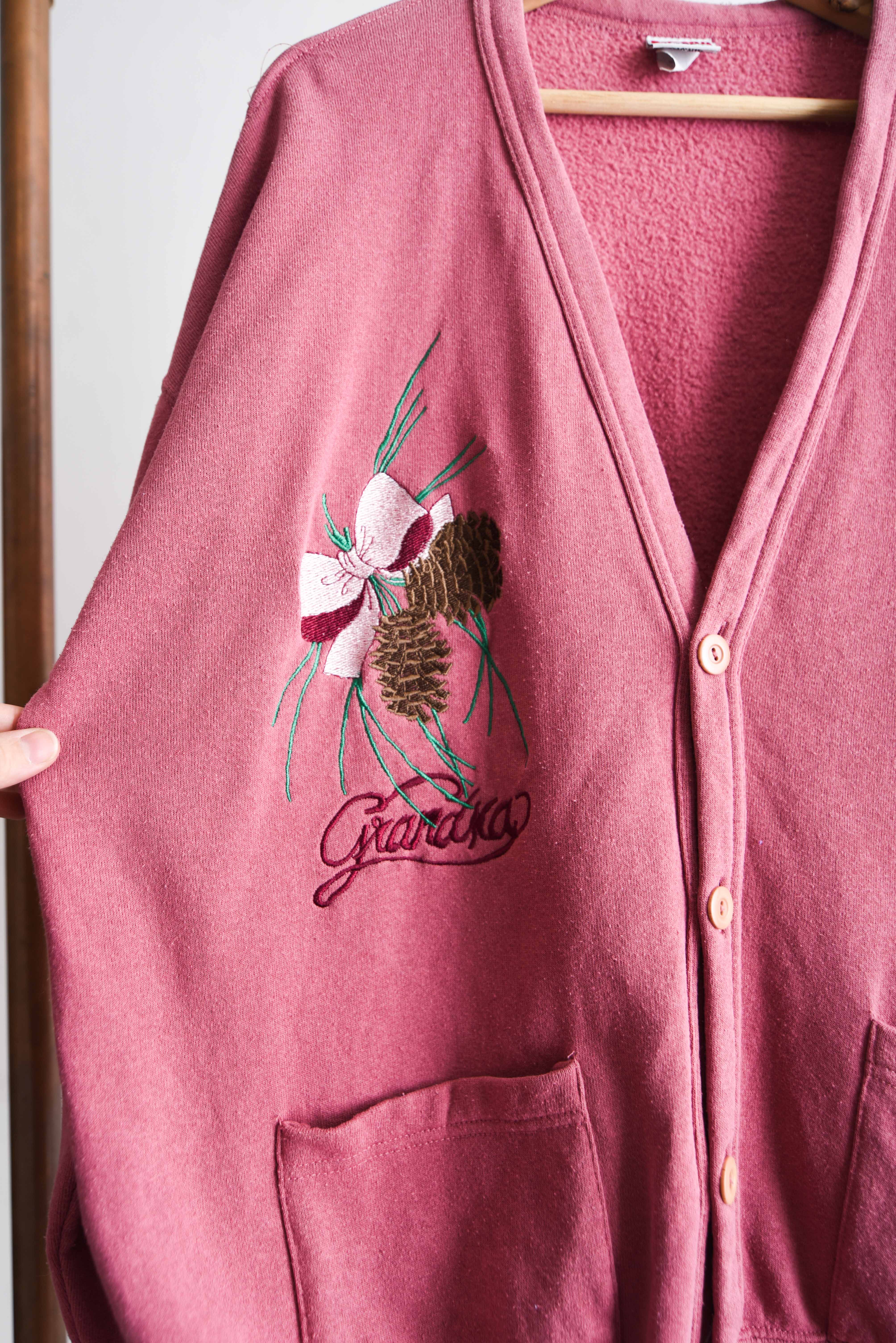 Polerón cardigan rosado Grandma